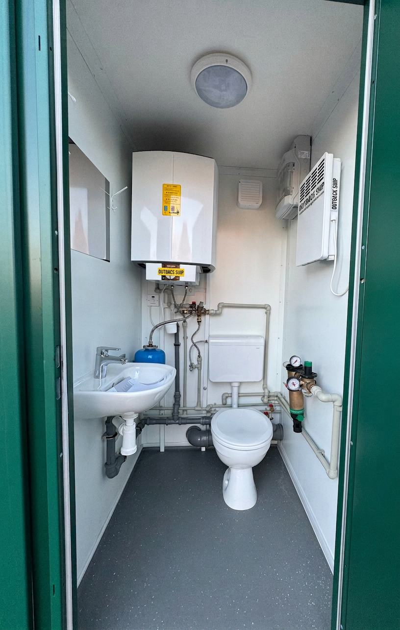 Toilet & Shower Block — 8 x 5 ft Brand New Portable — Green — No 855G — product gallery image 3 of 9