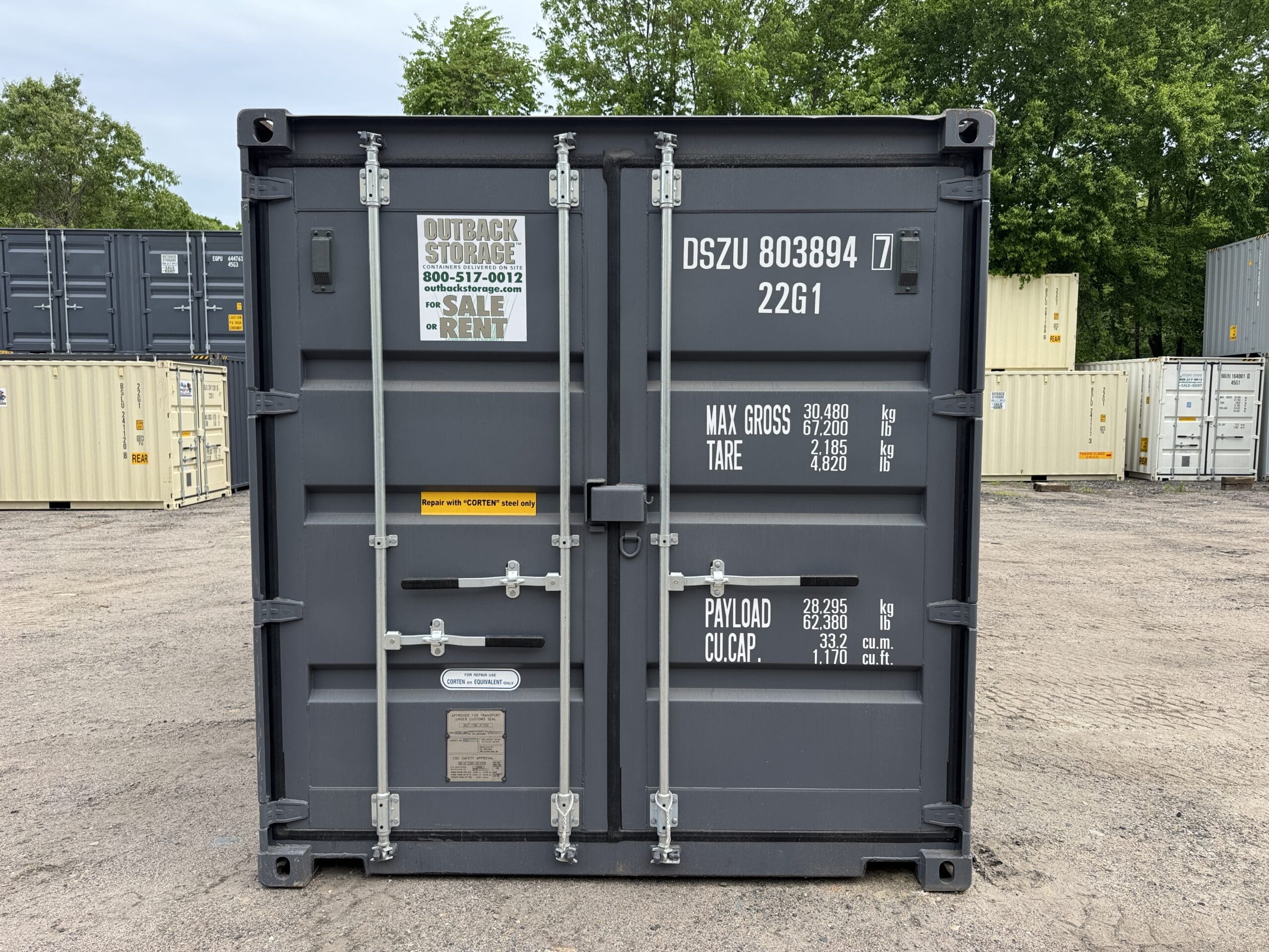 20ft New Shipping Container – Wind & Watertight – Gray — 20ft — new (image 3 of 12)