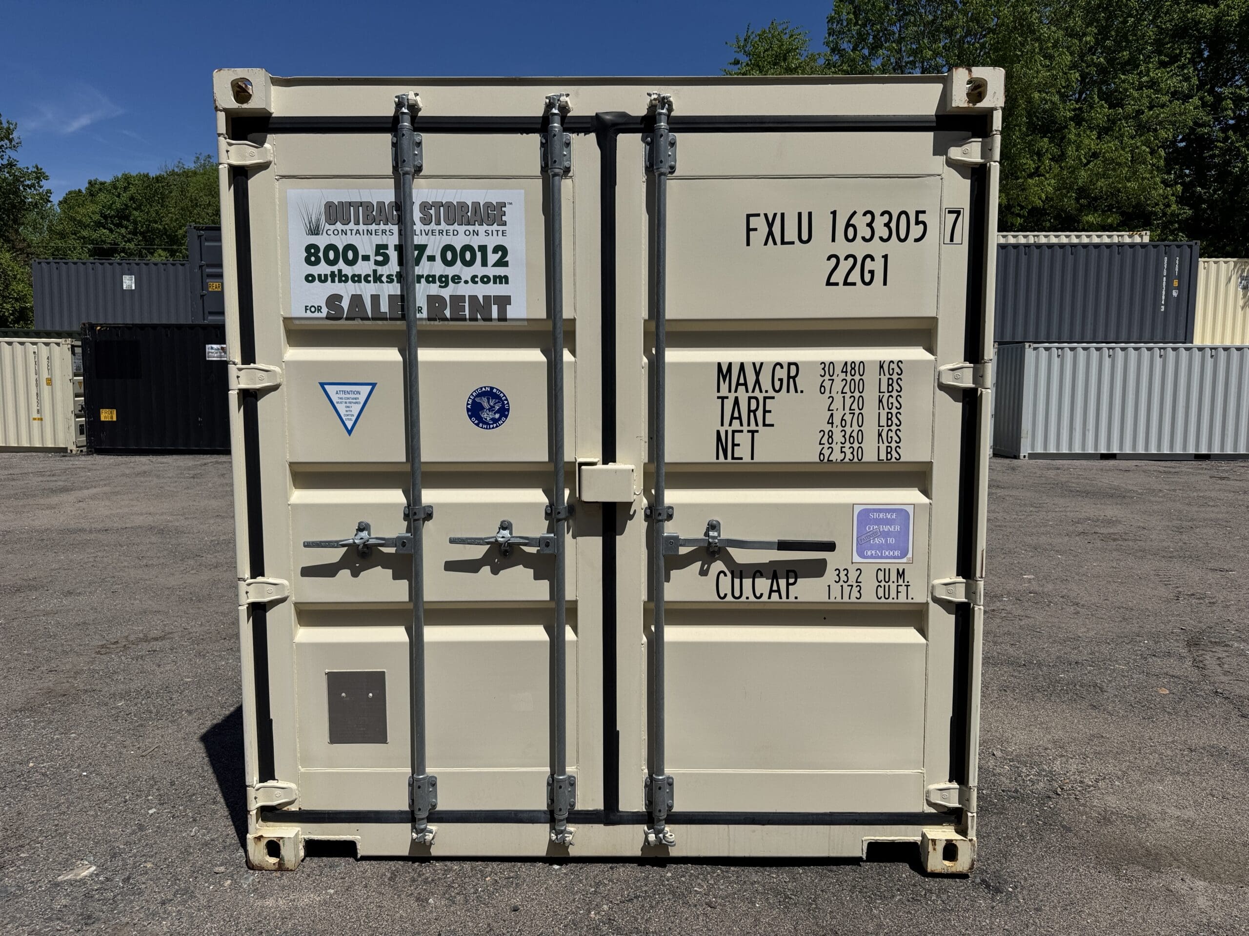 20ft Used Shipping Container – Wind & Watertight – Beige — 20ft — used (image 3 of 12)