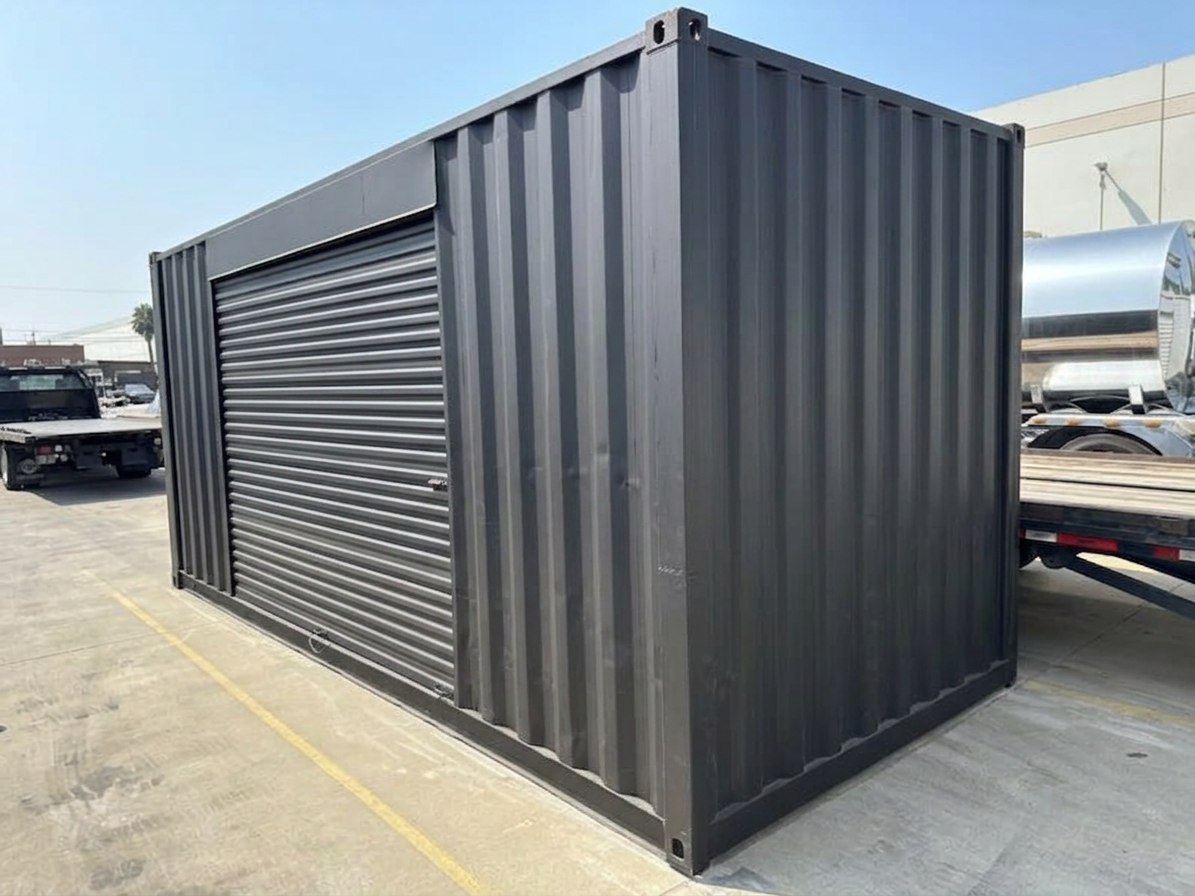 20ft Used Shipping Container – Matte Black w/ 12 Side Roll-Up Door — 20ft — used — storage containers (image 5 of 6)