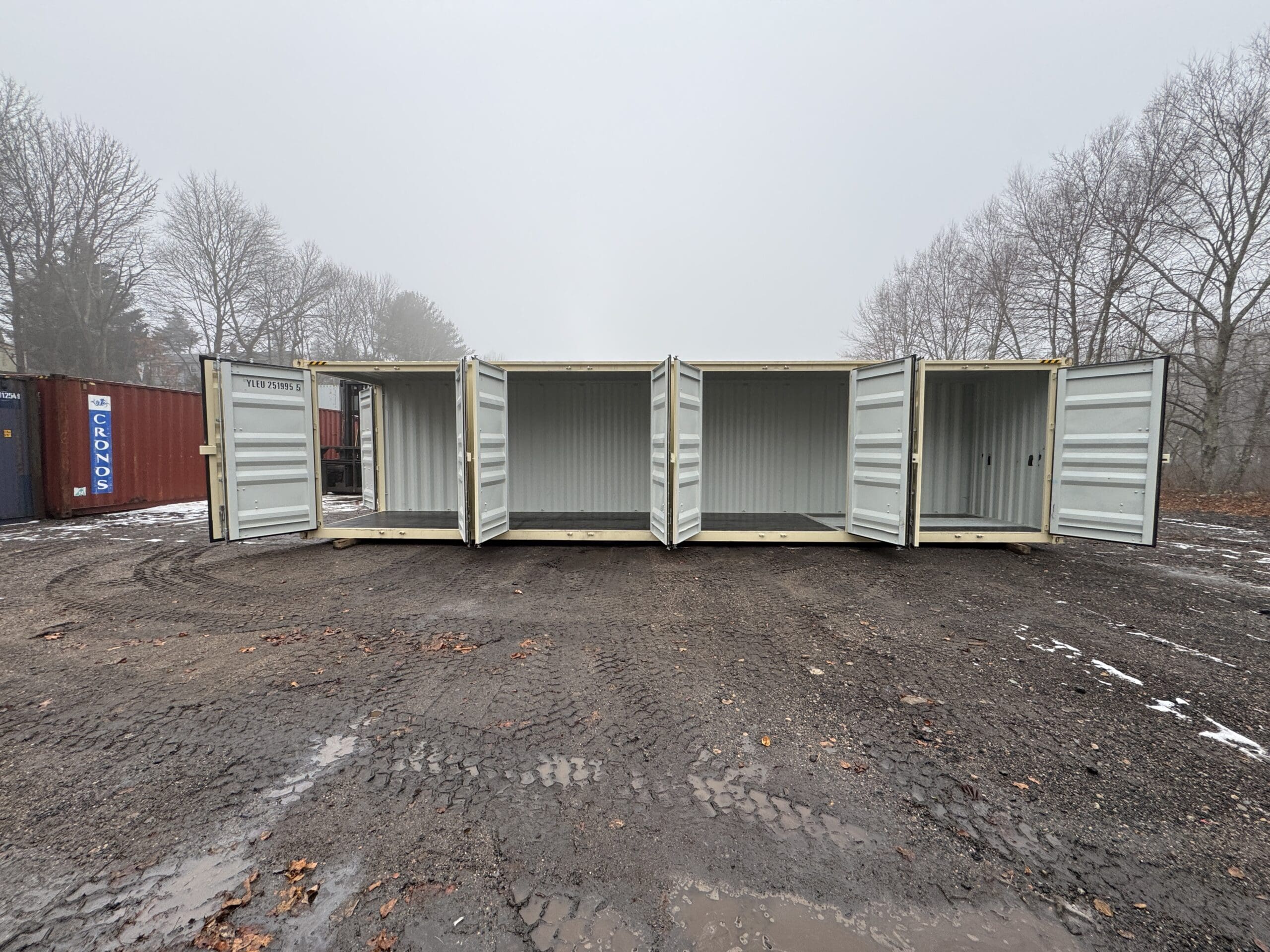 40ft New High Cube Shipping Container — Front Exterior View | Outback Shipping Containers 2 34 40ft New High Cube Shipping Container – Wind & Watertight – Beige — 40ft — new (image 1 of 12)