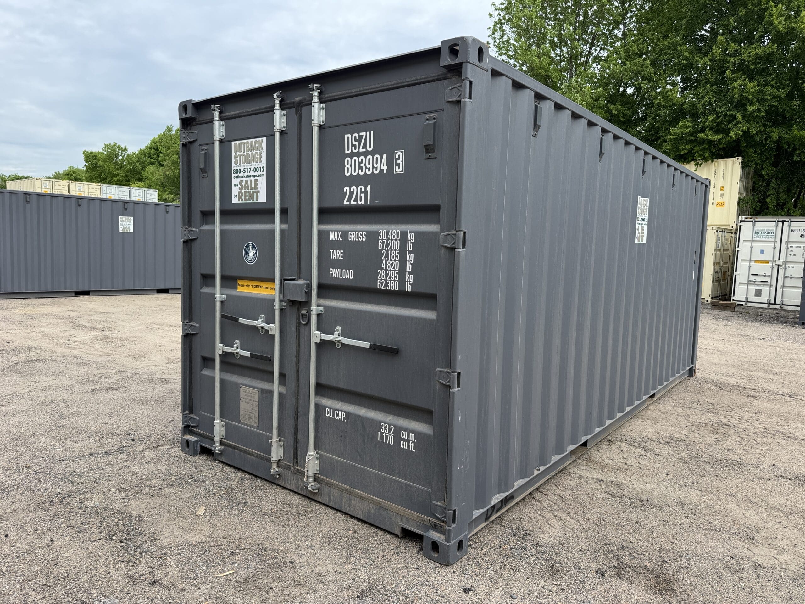 20ft New Shipping Container – Wind & Watertight – Gray — 20ft — new (image 8 of 12)