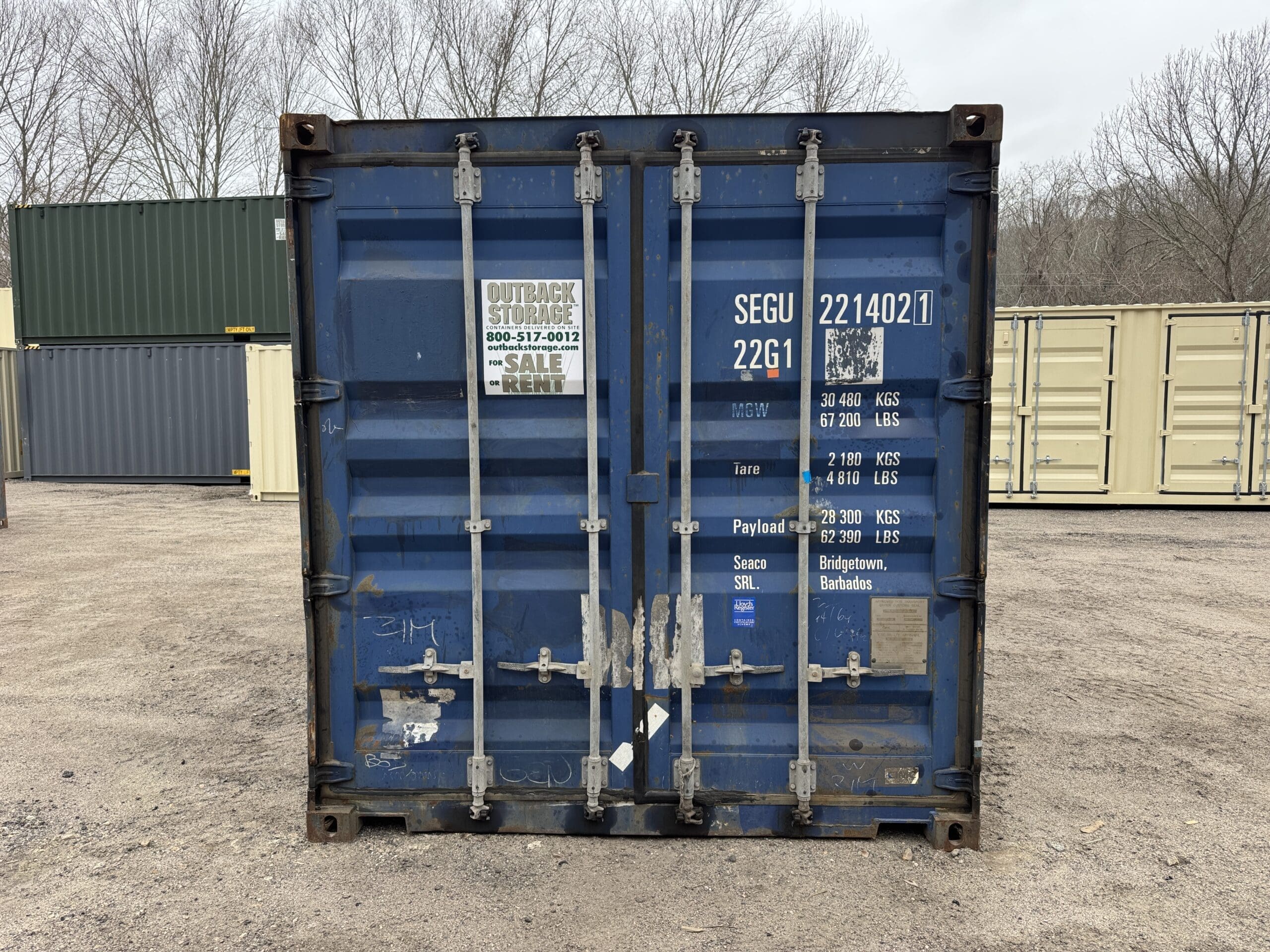 20ft Used Shipping Container – Wind & Watertight – Blue — 20ft — used (image 3 of 12)