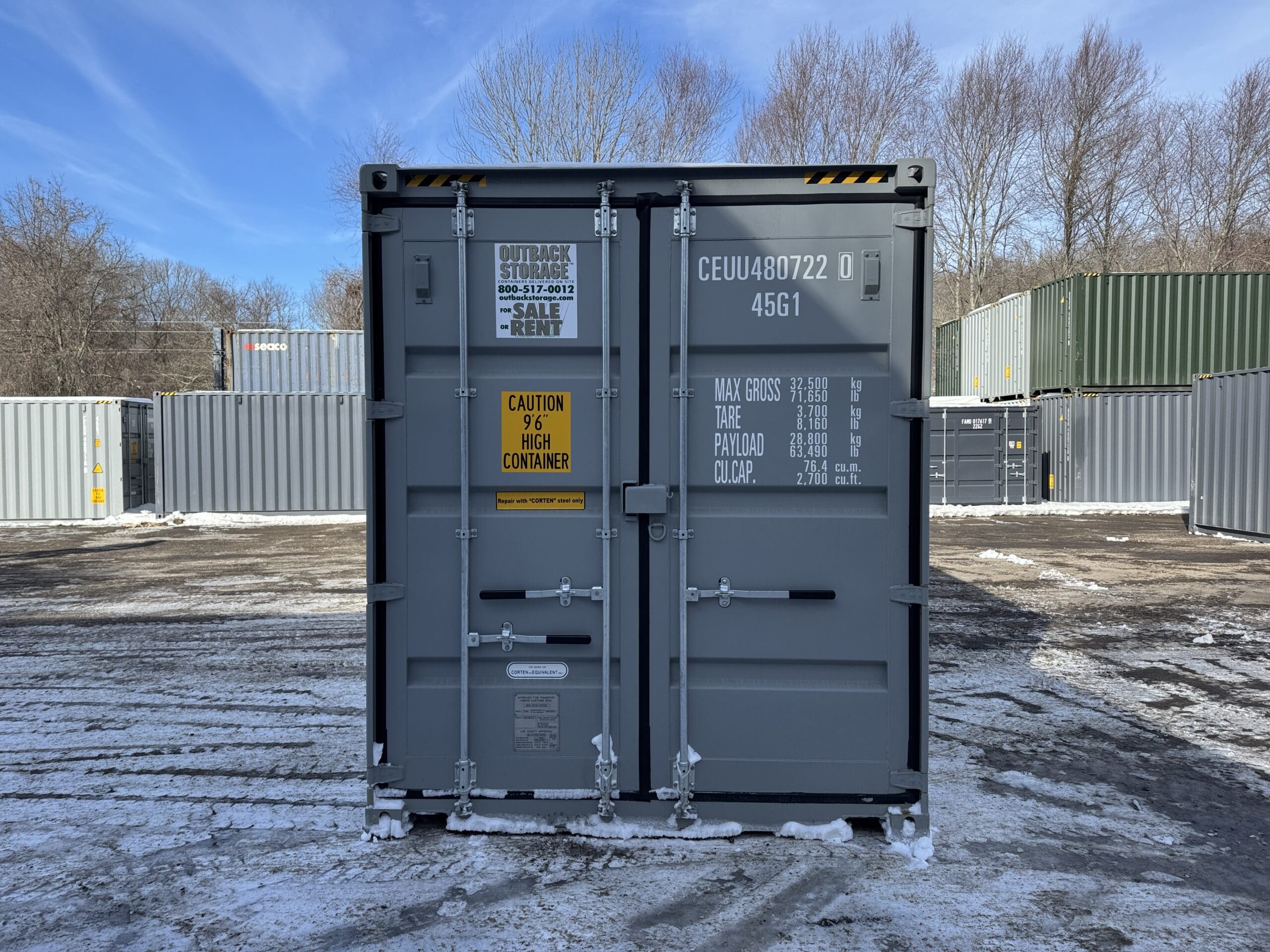 40ft New High Cube Shipping Container – Wind & Watertight – Gray — 40ft — new (image 3 of 12)