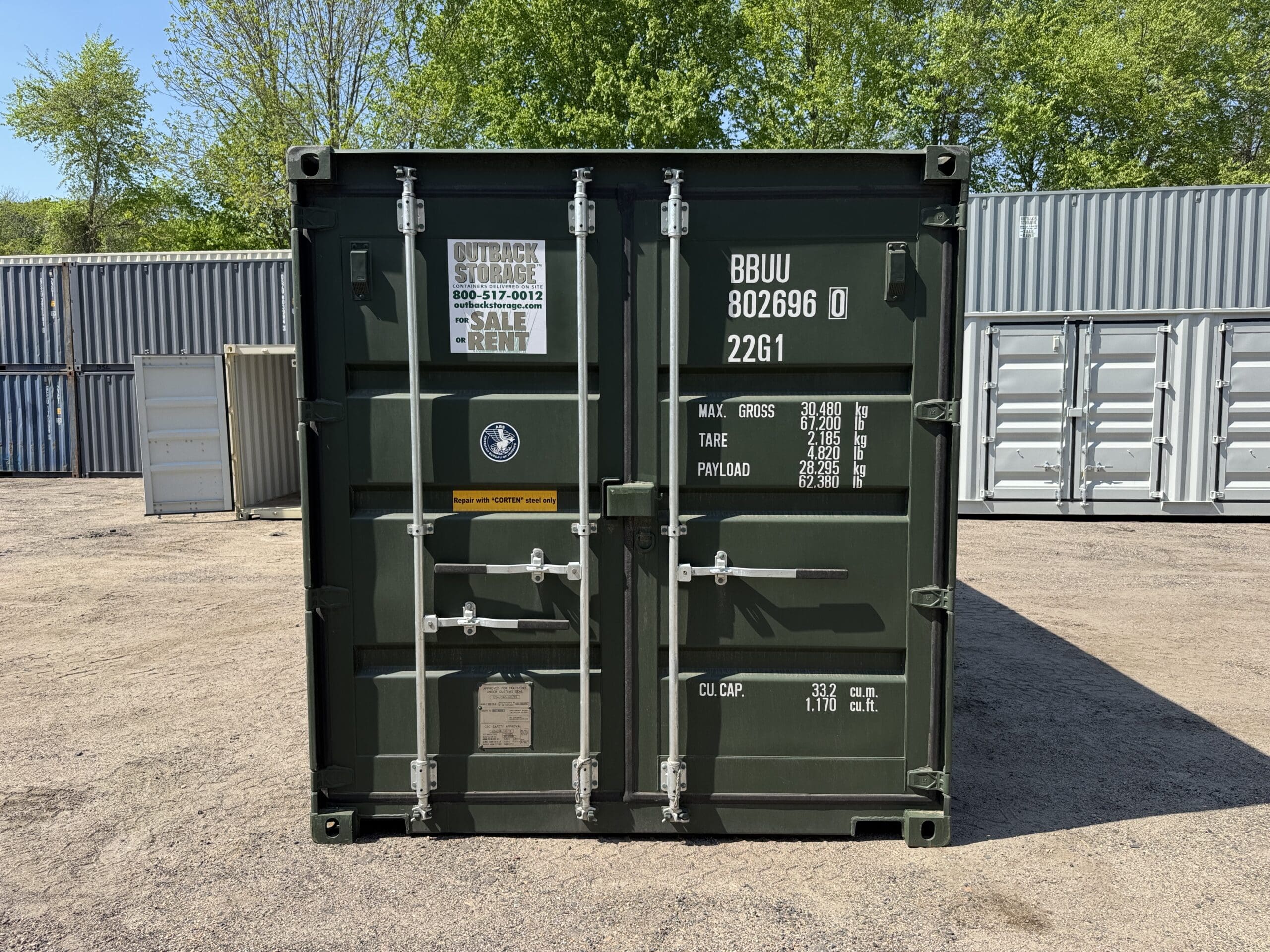20ft New Shipping Container – Wind & Watertight – Green — 20ft — new (image 3 of 12)