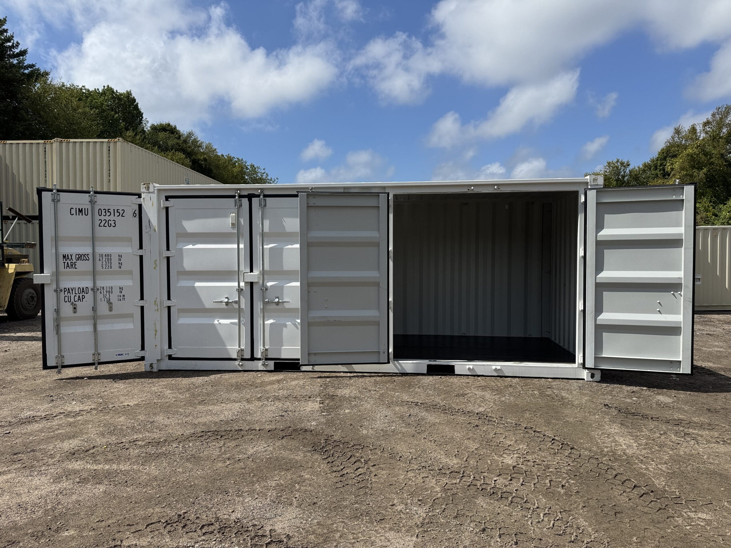 20ft New Shipping Container for Sale — Front Exterior View | Outback Shipping Containers 2 3 37 20ft New Shipping Container – Wind & Watertight – White — 20ft — new (image 1 of 12)