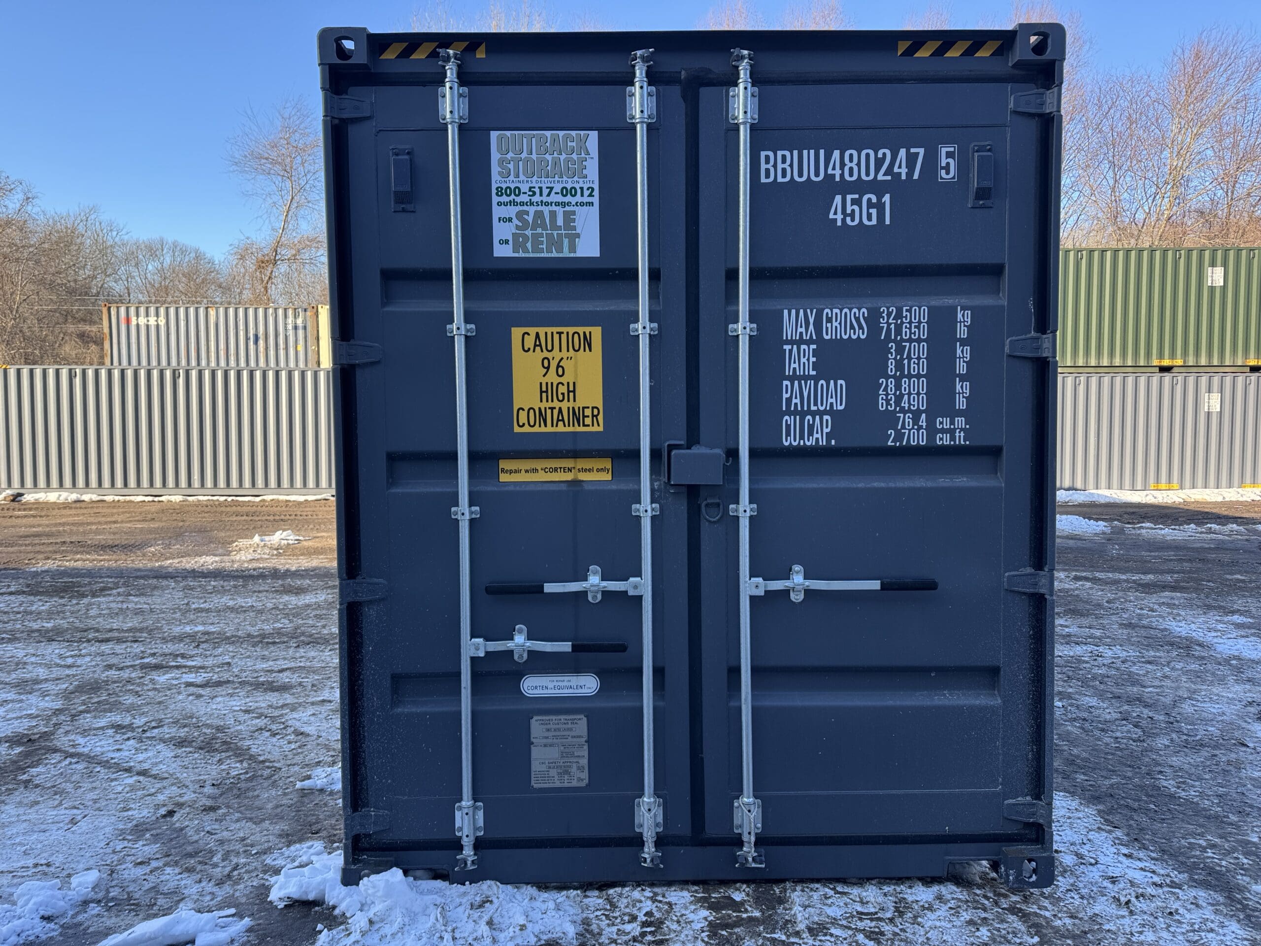 40ft New High Cube Shipping Container – Wind & Watertight – Gray — 40ft — new (image 3 of 12)