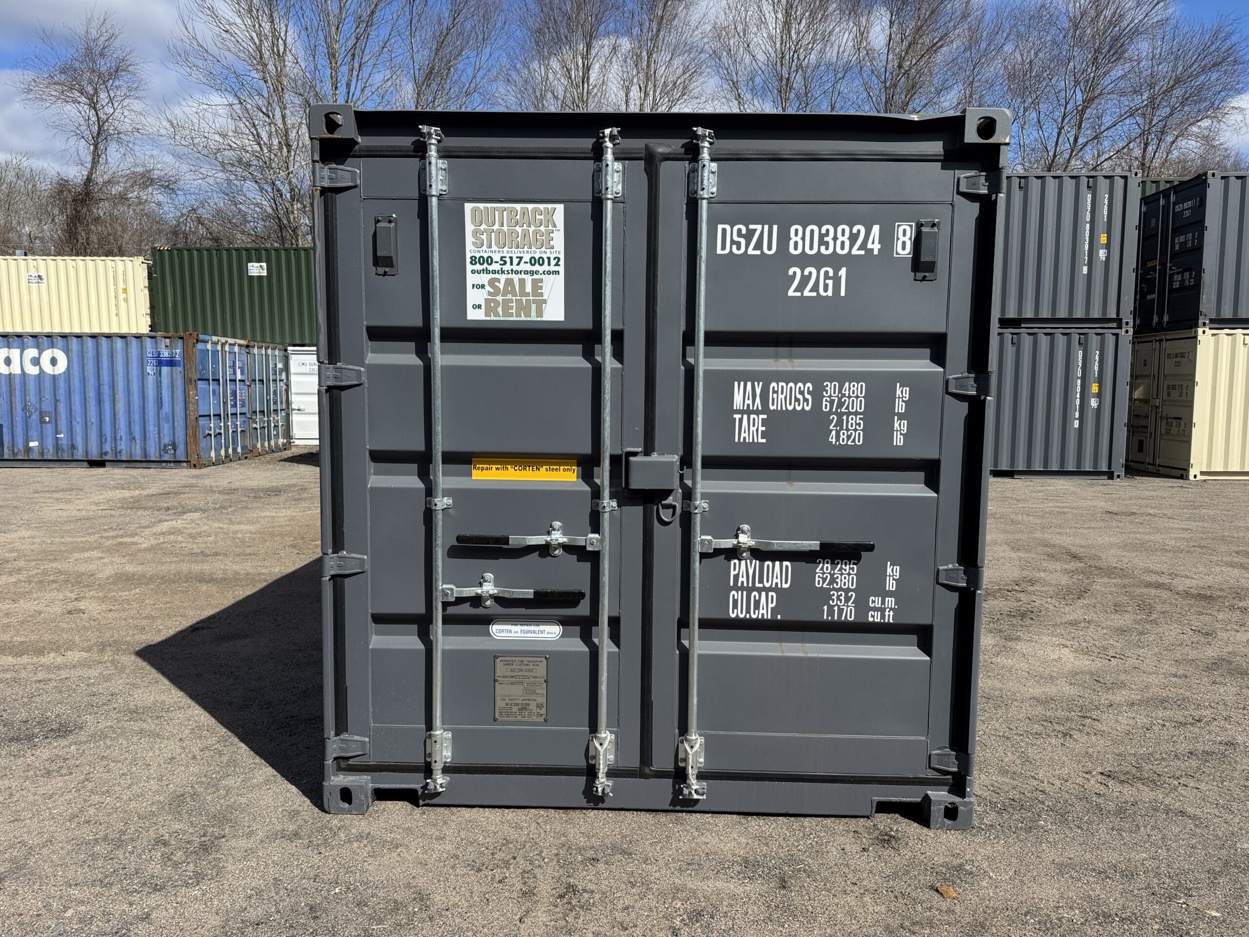 20ft New Shipping Container – Wind & Watertight – Gray — 20ft — new (image 3 of 12)