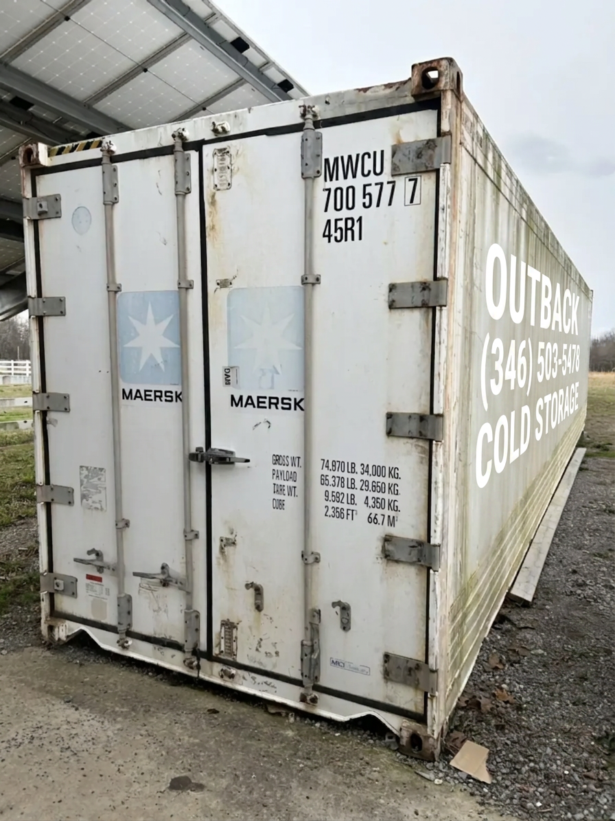 Maersk RAHC-031 Used 40ft Cold Storage Reefer Container – Model CCR18060 — Front Exterior View Maersk RAHC-031 Used 40ft Cold Storage Reefer Container – Model CCR18060 — 40ft refrigerated container (image 2 of 6)
