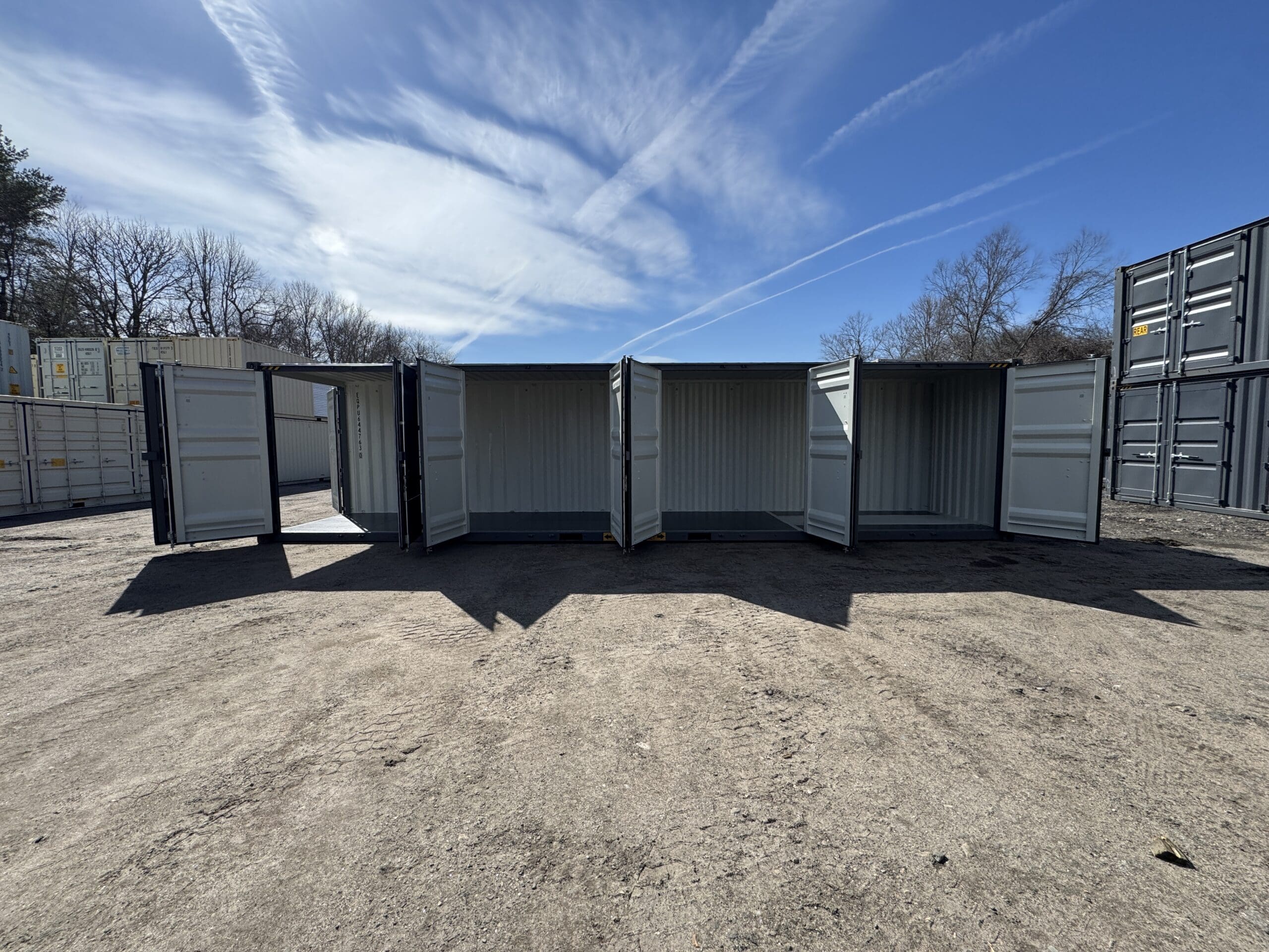 40ft New High Cube Shipping Container — Front Exterior View | Outback Shipping Containers 2 16 40ft New High Cube Shipping Container – Wind & Watertight – Dk Gray — 40ft — new (image 1 of 12)