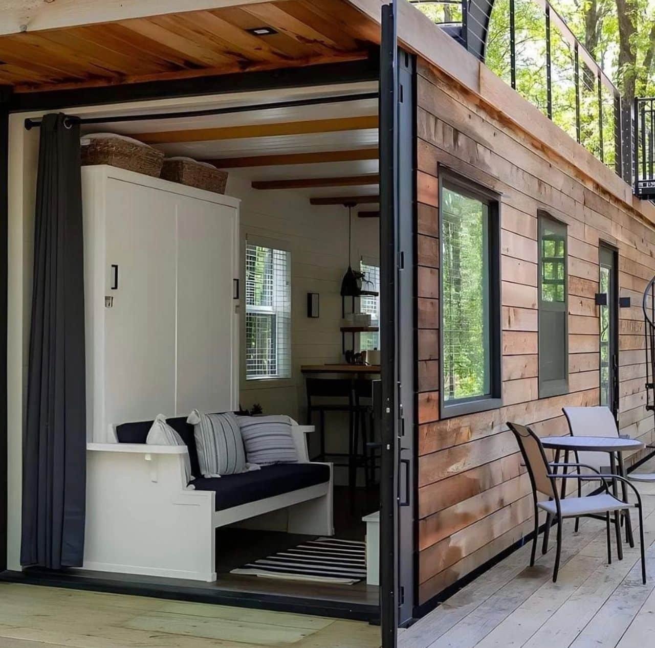 Luxury 1 Bedroom Tiny Home with Rooftop Deck – Fully Furnished Modern Prefab Container Home with Bathroom, Smart Interior & Fast…