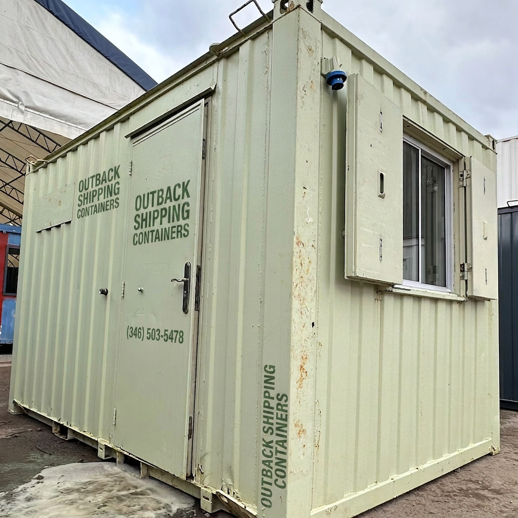 12 x 8 ft for Sale — Front Exterior View | Outback Shipping Containers 2 12 x 8 ft — Canteen / Office — Building Site Accommodation — Portable Anti-Vandal Cabin - image 1