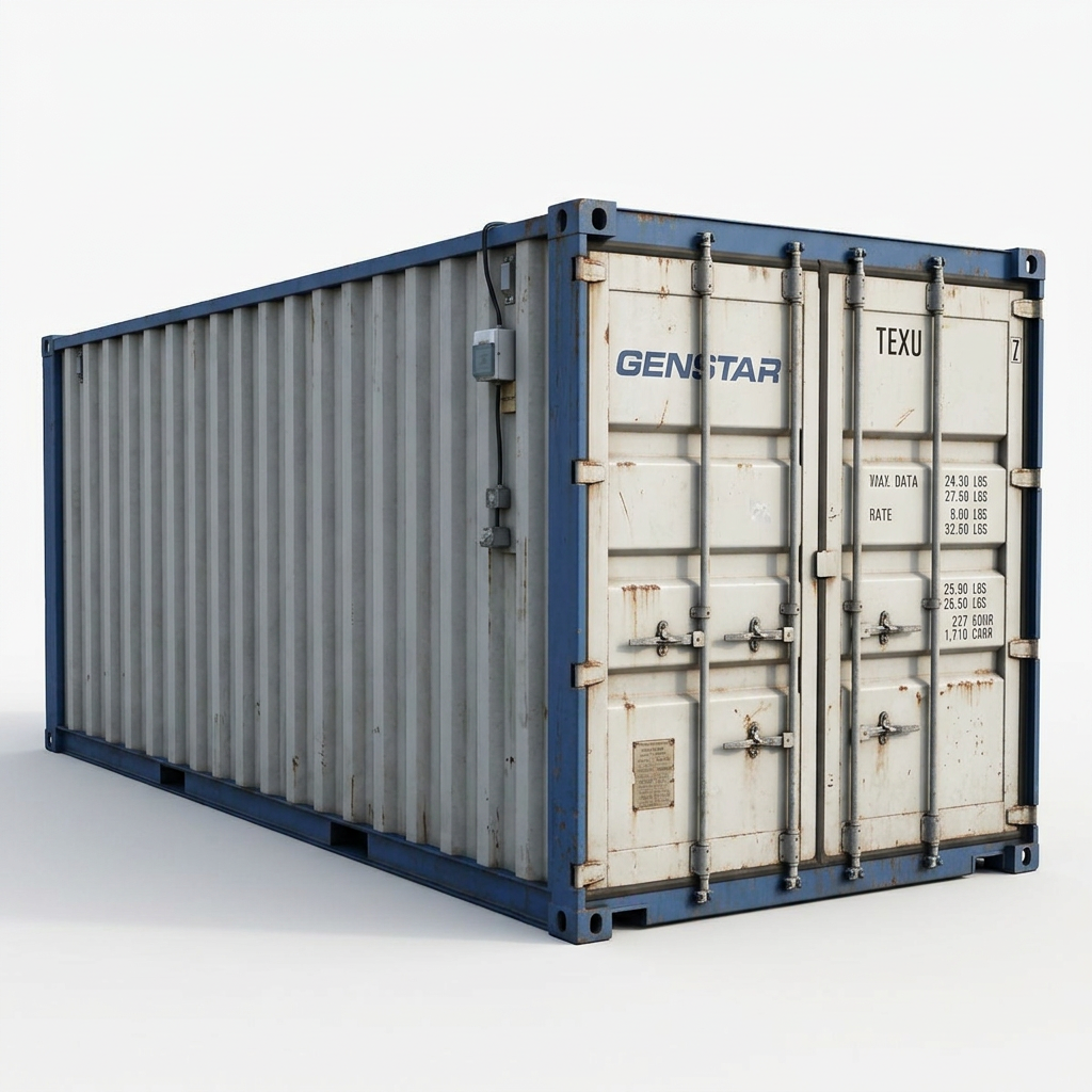 Interior view of a 20ft bunded storage container showing flat steel floor with diamond tread plate texture
