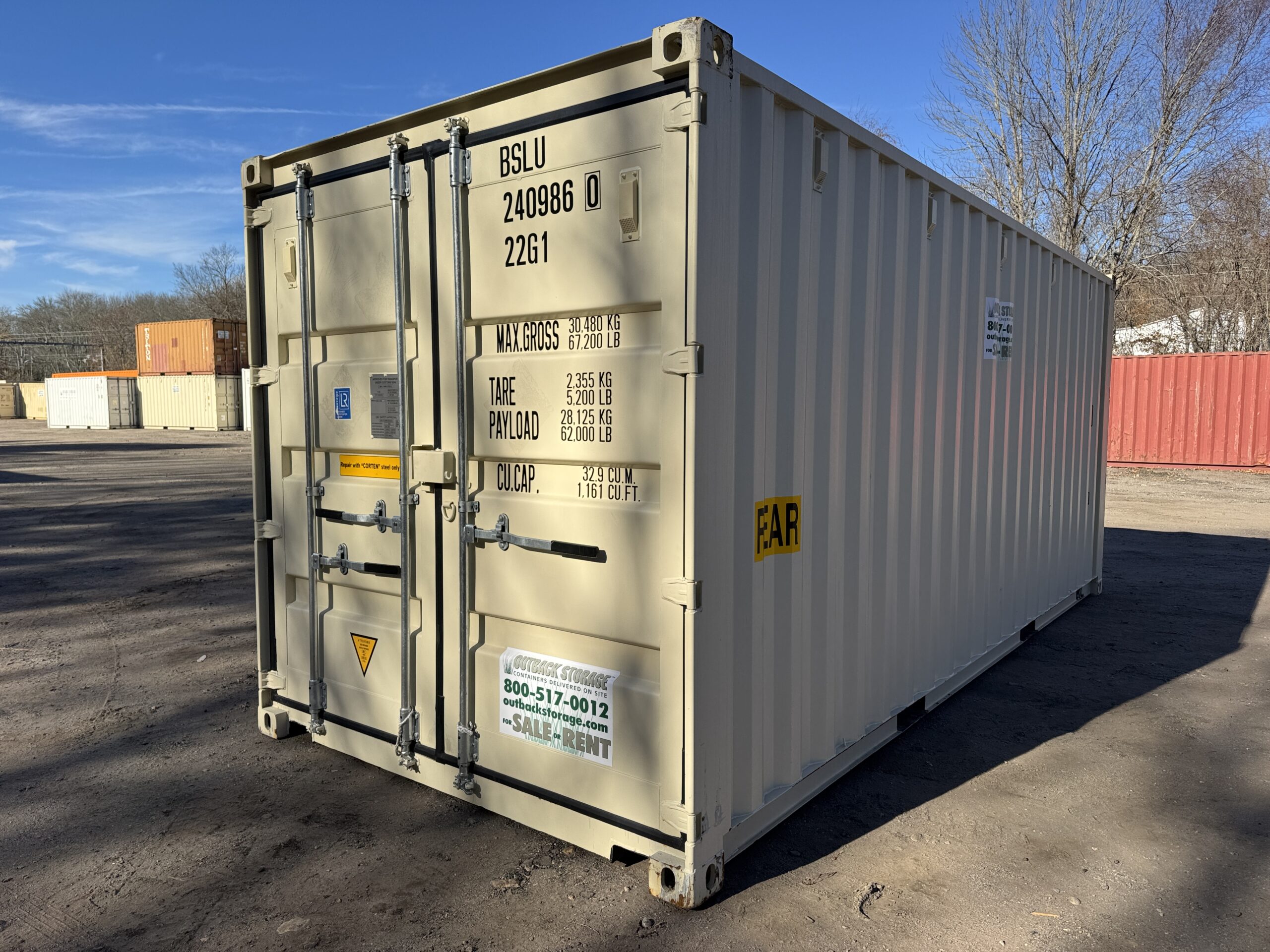 20ft New Shipping Container – Wind & Watertight – Beige — 20ft — new (image 9 of 12)