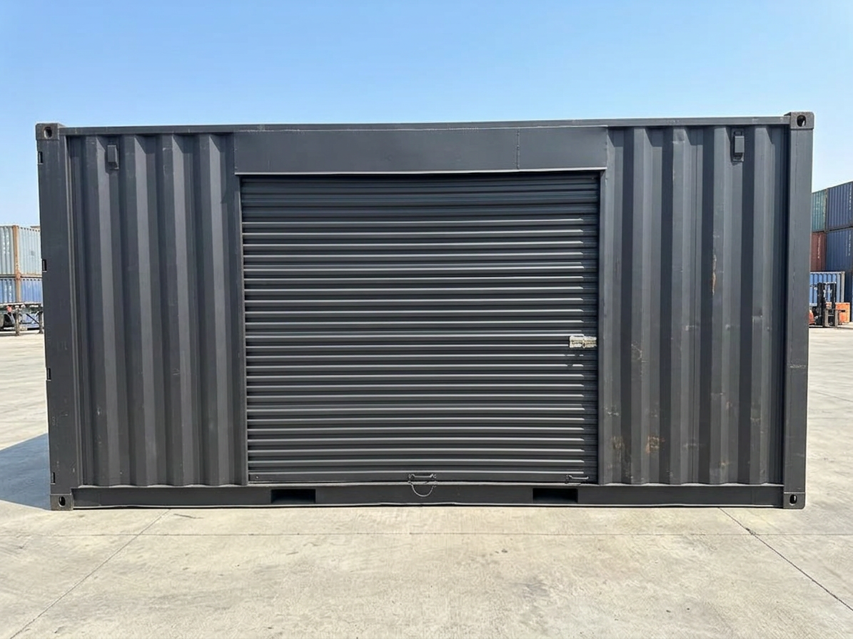 20ft Used Shipping Container – Matte Black w/ 12 Side Roll-Up Door — 20ft — used — storage containers (image 6 of 6)
