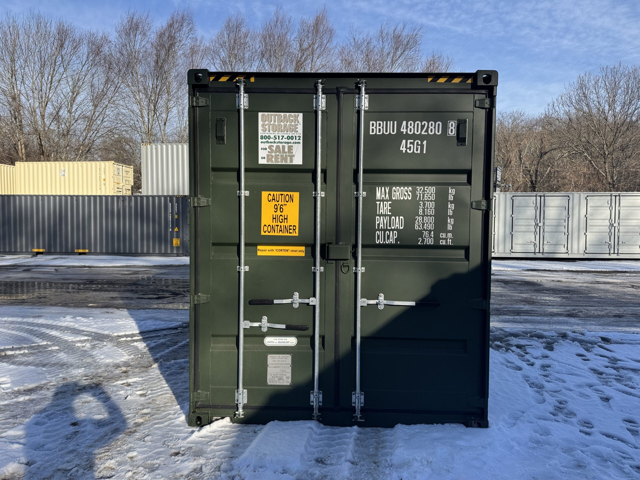 40ft New High Cube Shipping Container – Wind & Watertight – Green — 40ft — new (image 3 of 12)