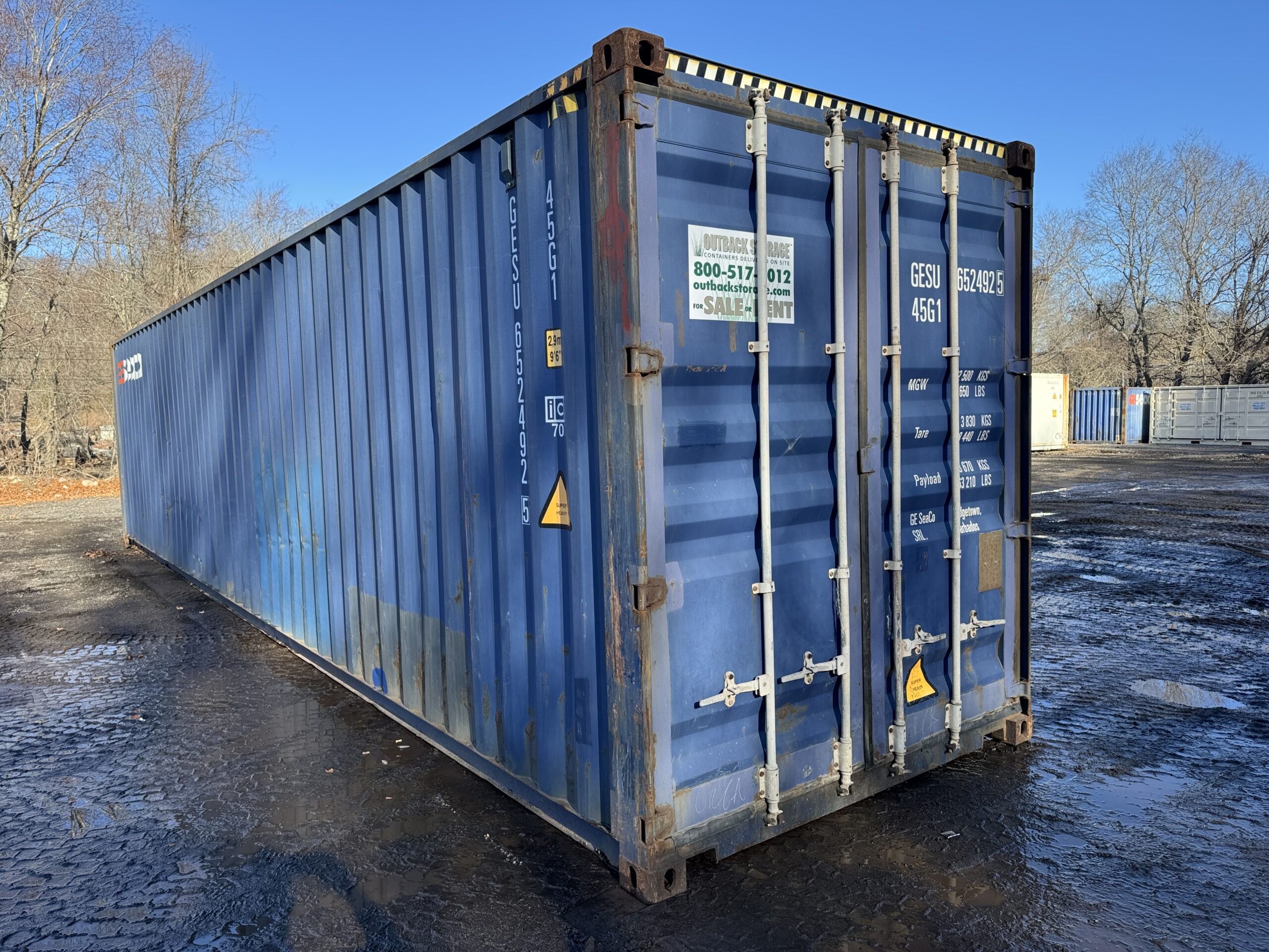 40ft Used High Cube Shipping Container – Wind & Watertight – Blue — 40ft — used (image 2 of 12)
