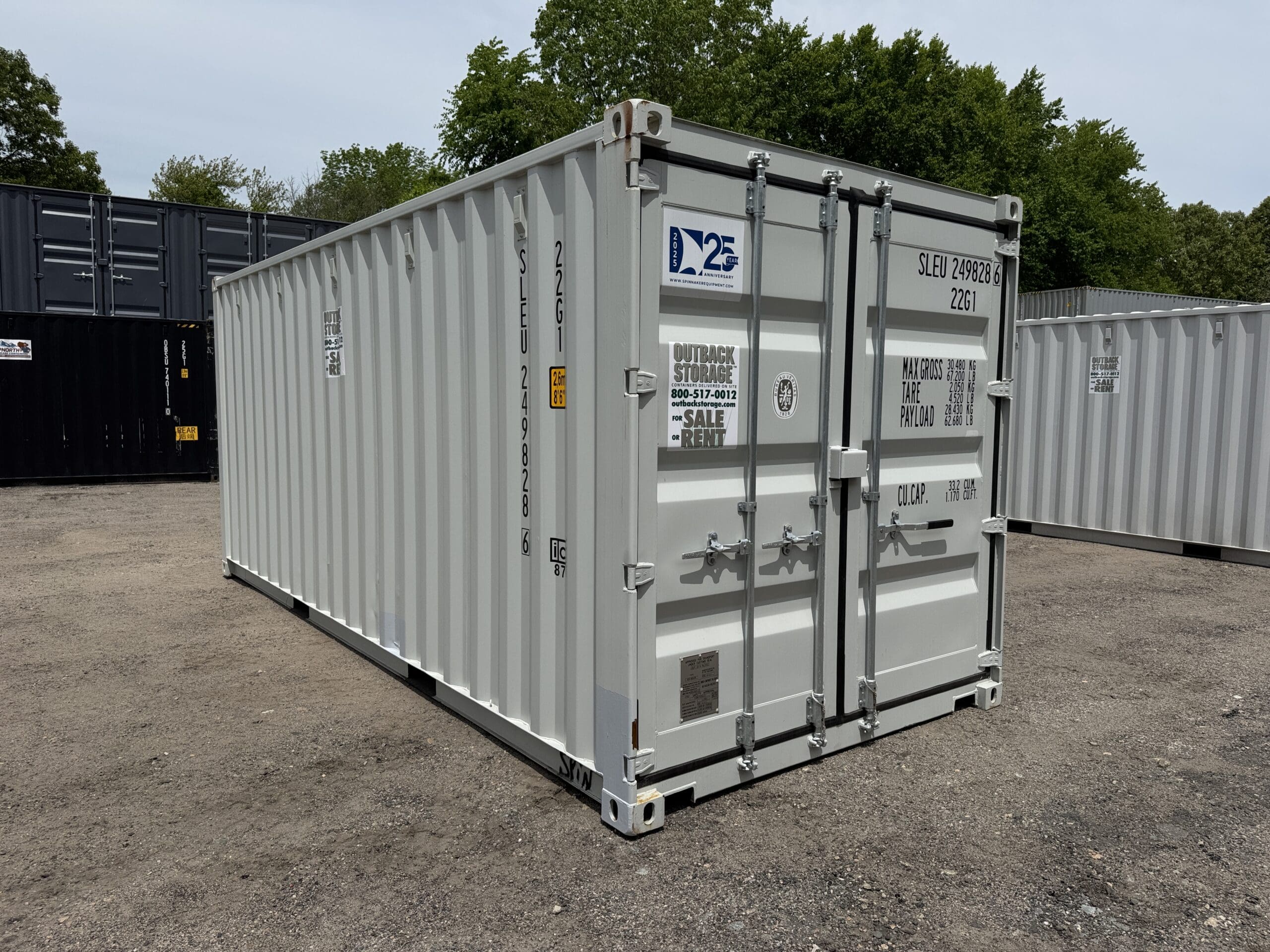 20ft New Shipping Container for Sale — Front Exterior View | Outback Shipping Containers 2 3 14 20ft New Shipping Container – Wind & Watertight – Gray — 20ft — new (image 1 of 12)
