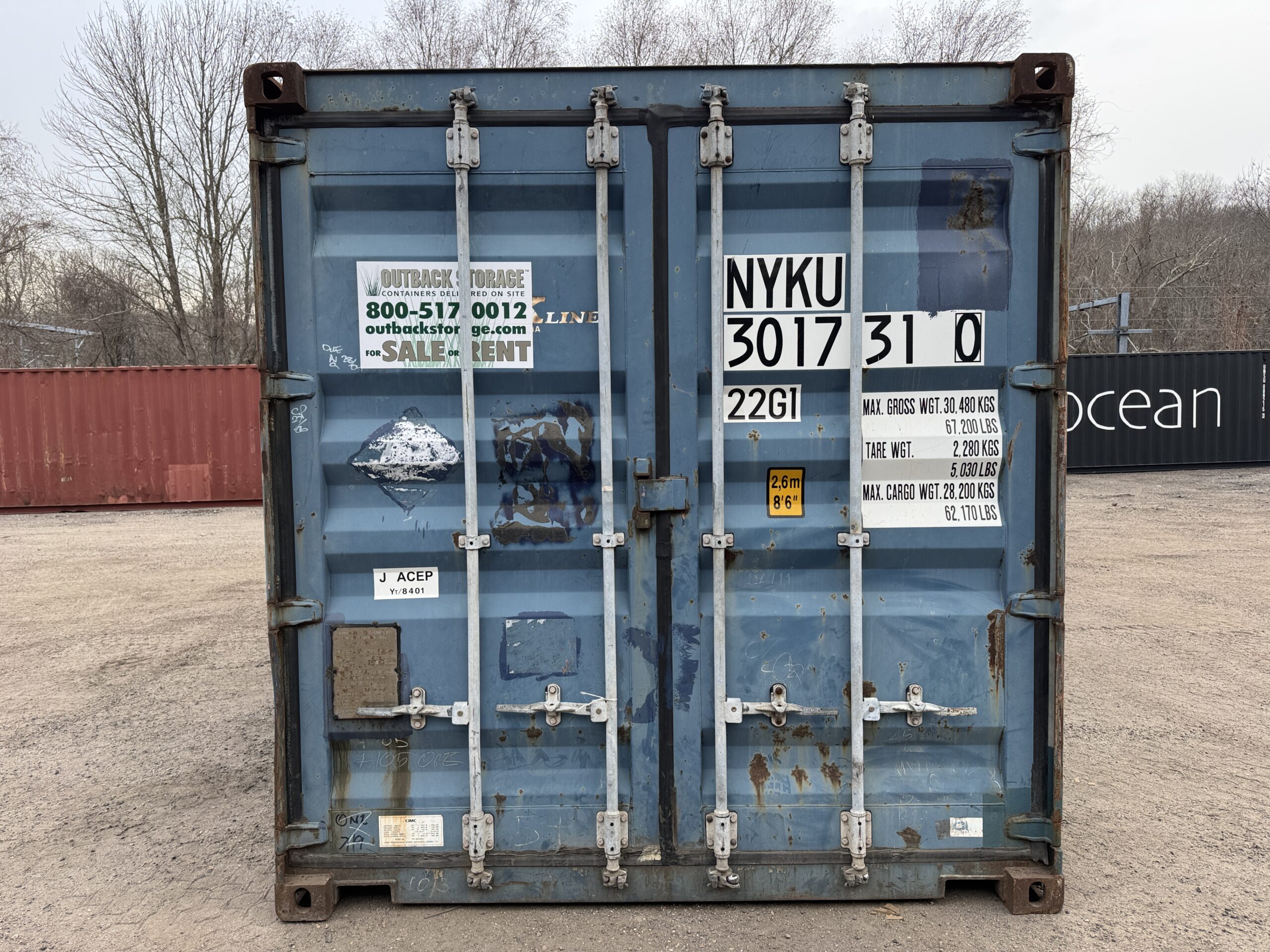 20ft Used Shipping Container – Wind & Watertight – Blue — 20ft — used (image 3 of 12)