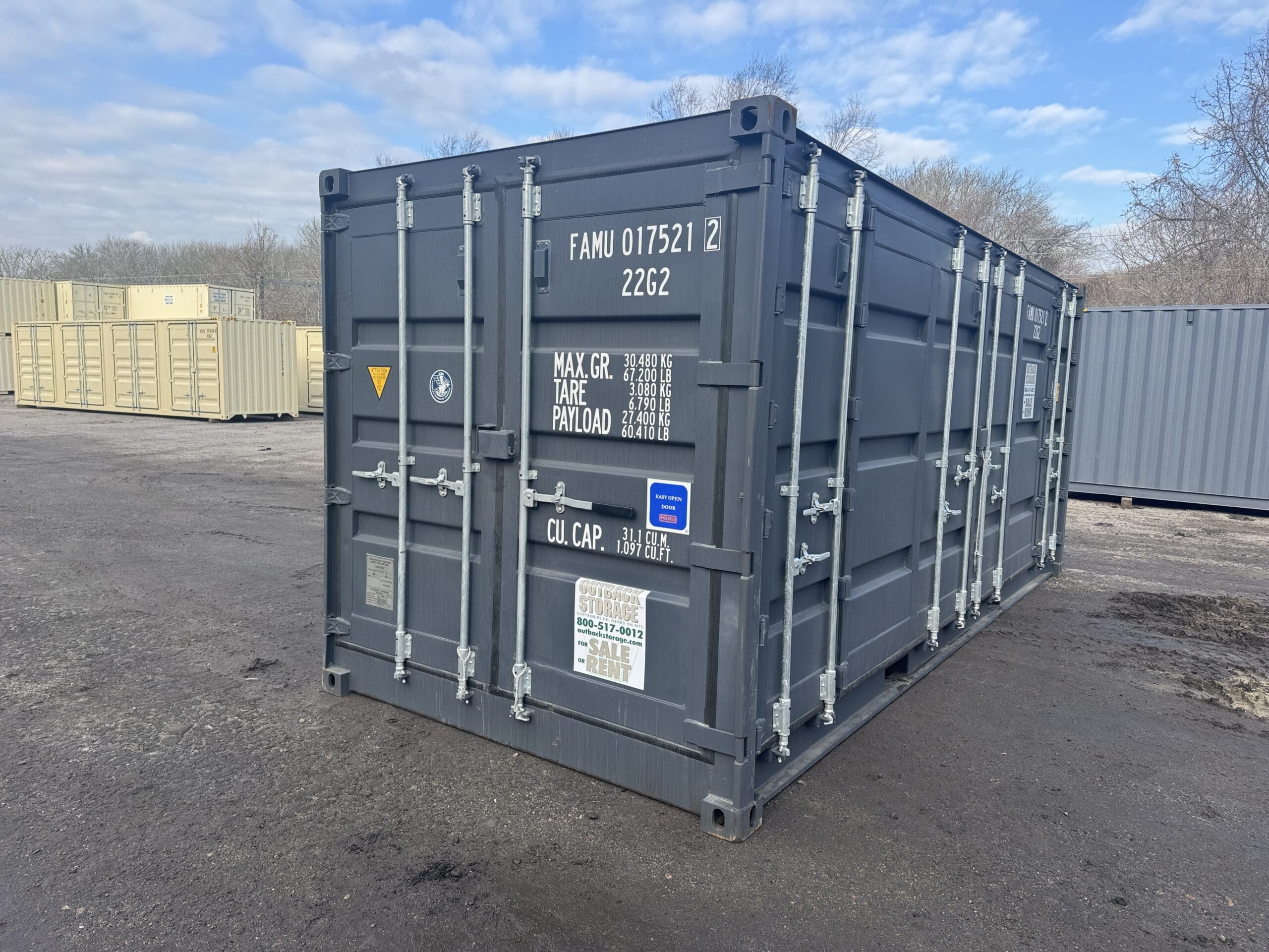 20ft Open Side New Shipping Container – Wind & Watertight – Gray — 20ft — new (image 8 of 12)