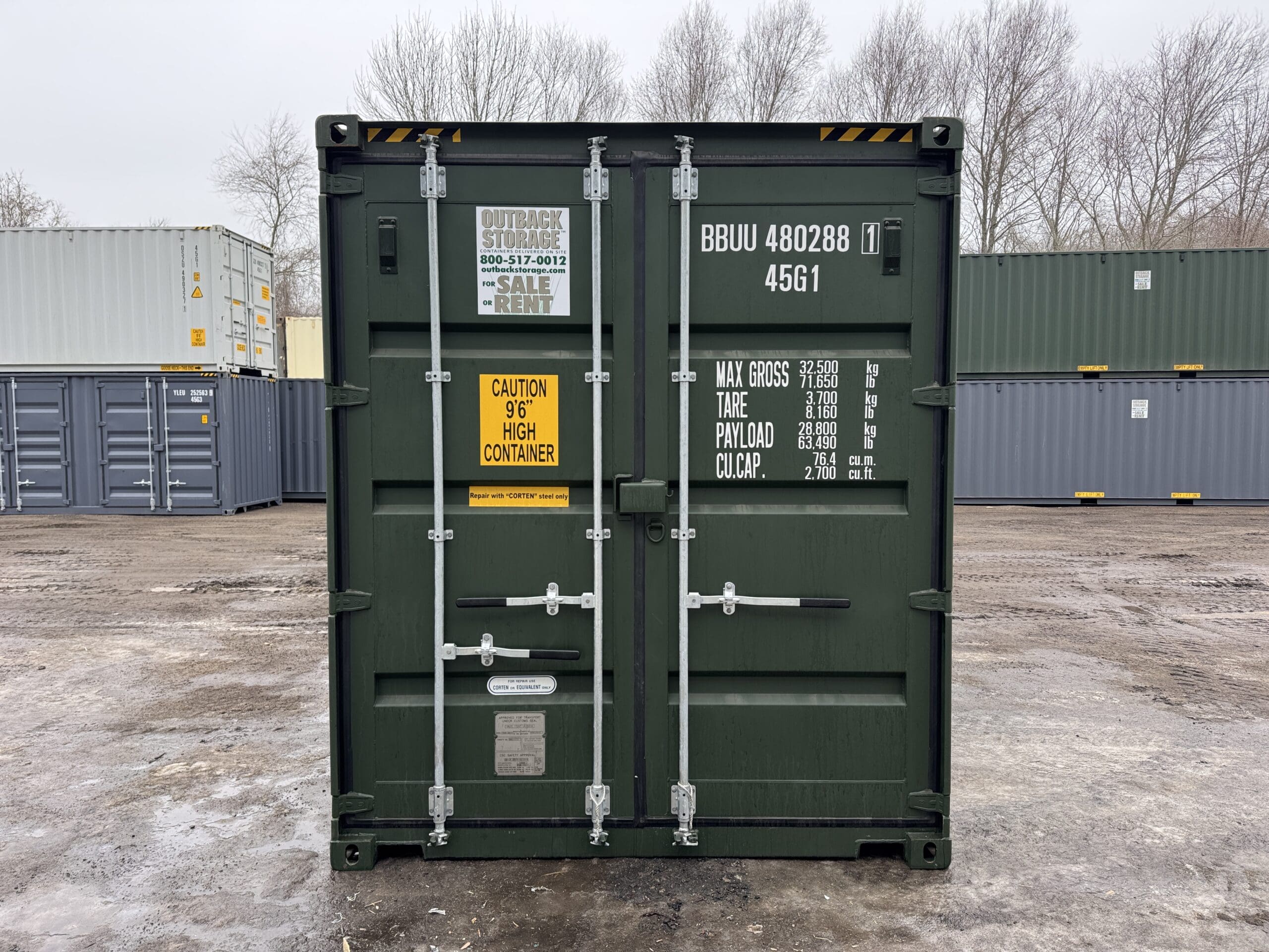 40ft New High Cube Shipping Container – Wind & Watertight – Green — 40ft — new (image 3 of 12)
