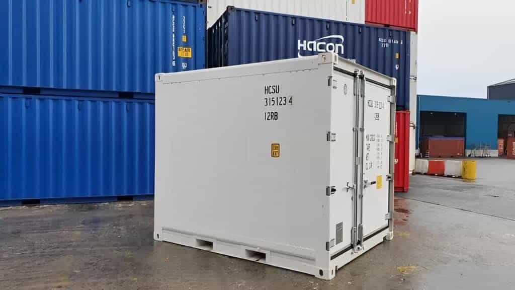 10ft Refrigerated Shipping Container — Front Exterior View | Outback Shipping Containers 10ft Refrigerated Shipping Container – Reefer for Sale — 10ft — used (image 1 of 8)