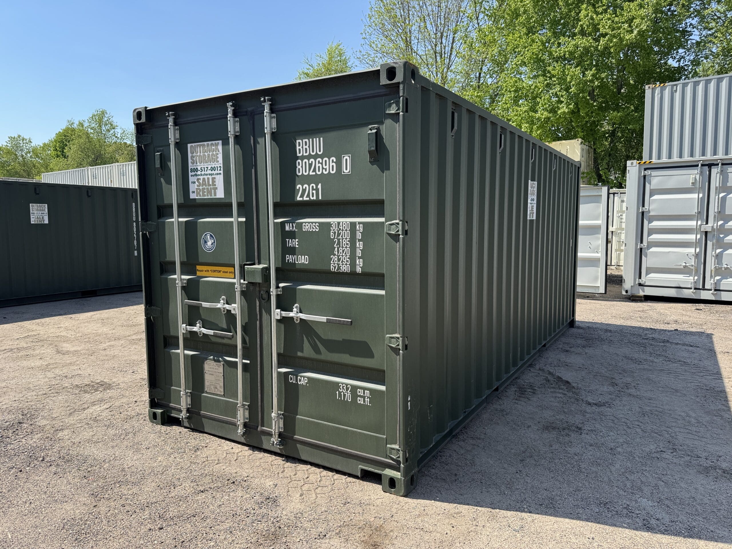 20ft New Shipping Container – Wind & Watertight – Green — 20ft — new (image 8 of 12)
