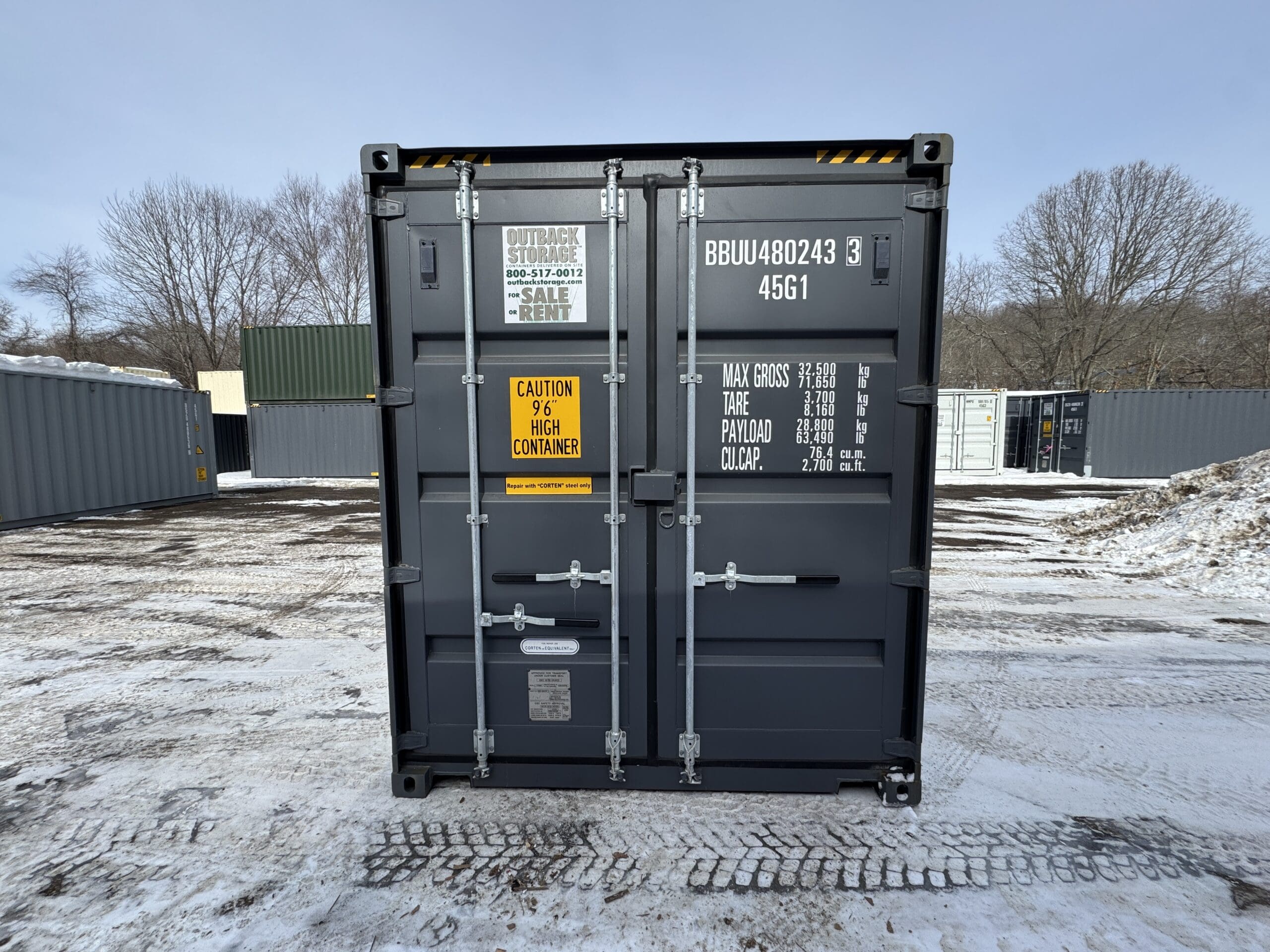 40ft New High Cube Shipping Container – Wind & Watertight – Gray — 40ft — new (image 3 of 12)