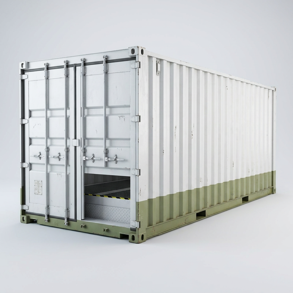 20ft storage container open mesh floor with galvanized steel grating for bunded chemical spill containment