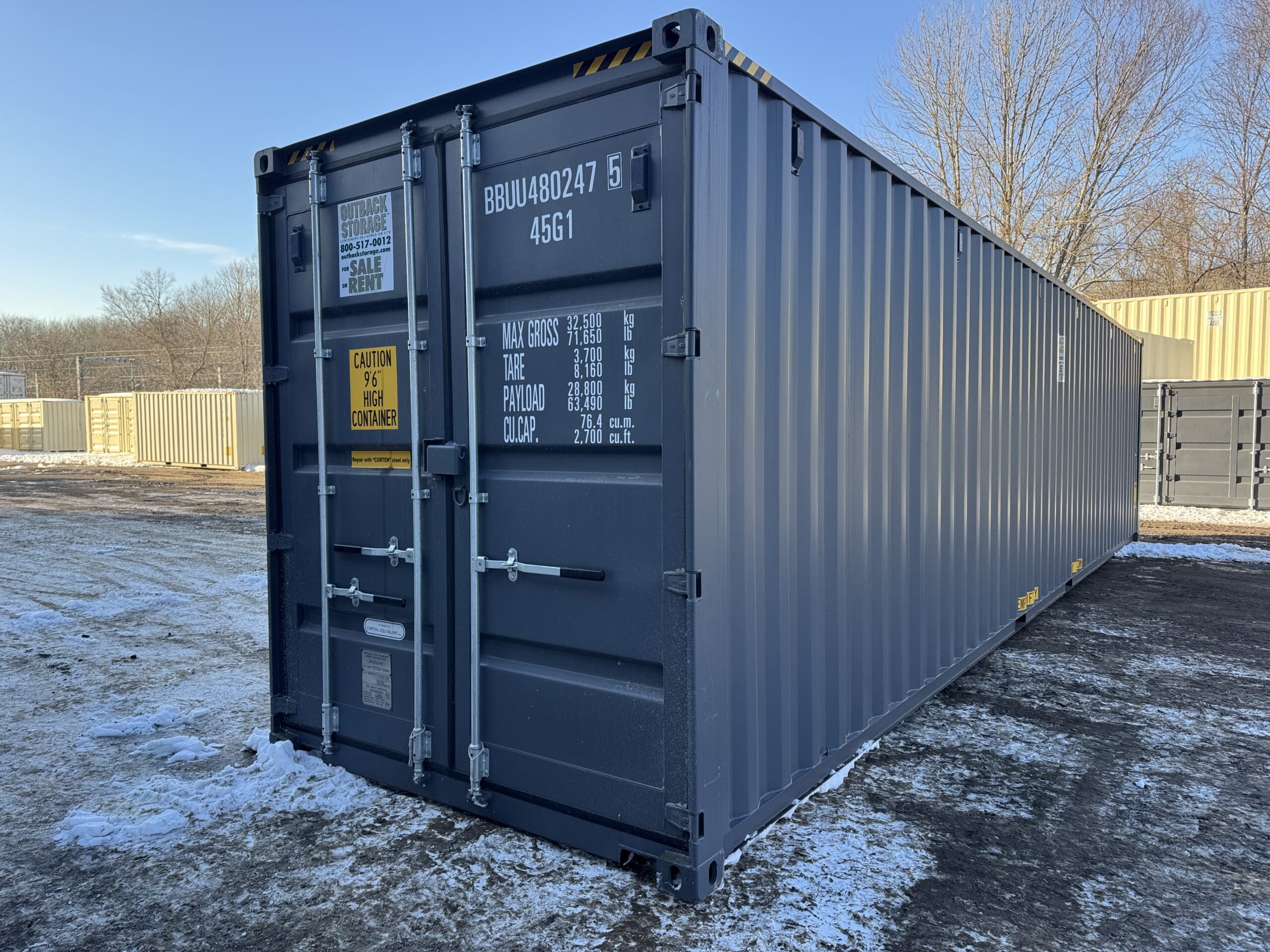 40ft New High Cube Shipping Container – Wind & Watertight – Gray — 40ft — new (image 9 of 12)