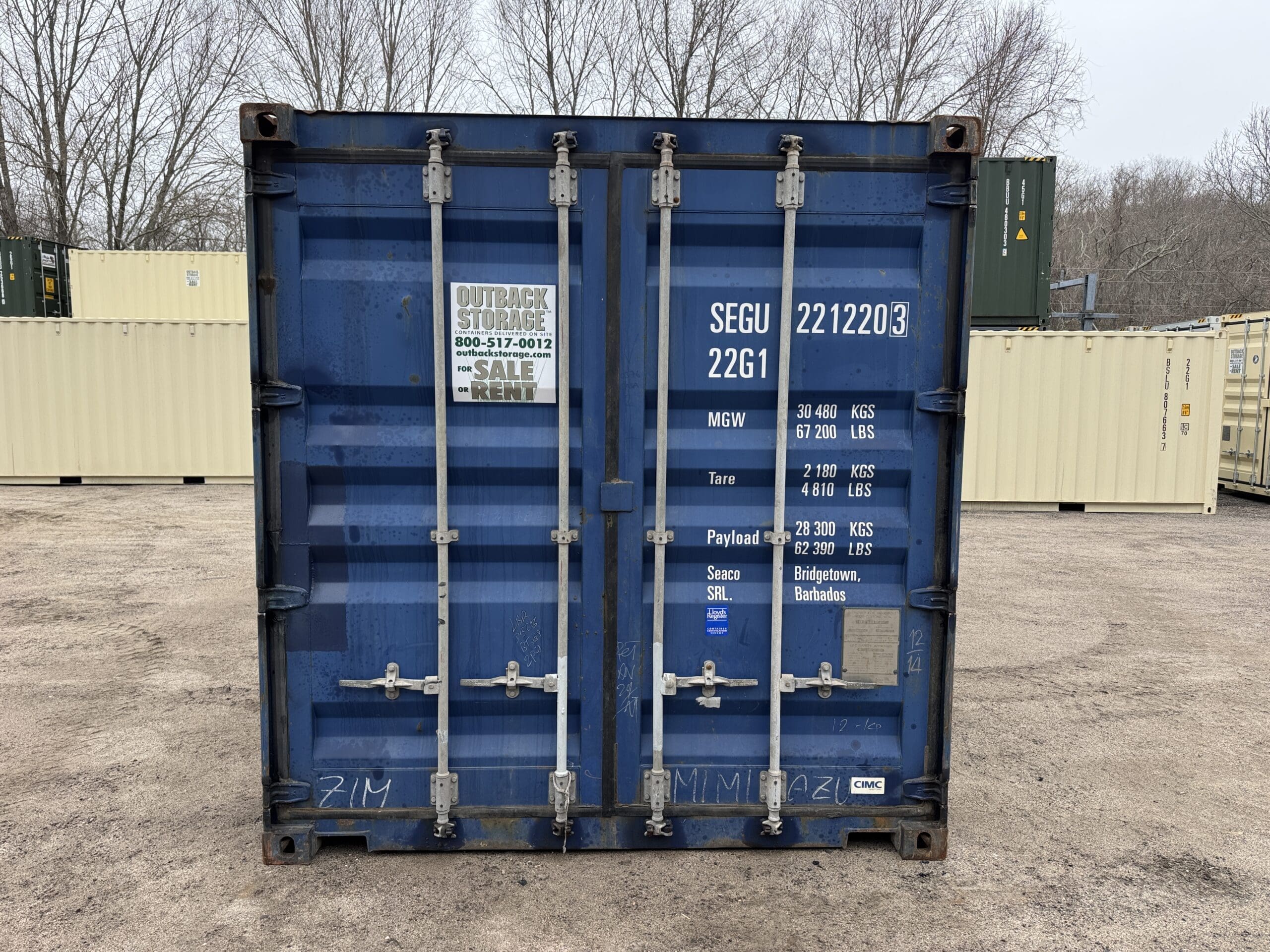 20ft Used Shipping Container – Wind & Watertight – Blue — 20ft — used (image 3 of 12)