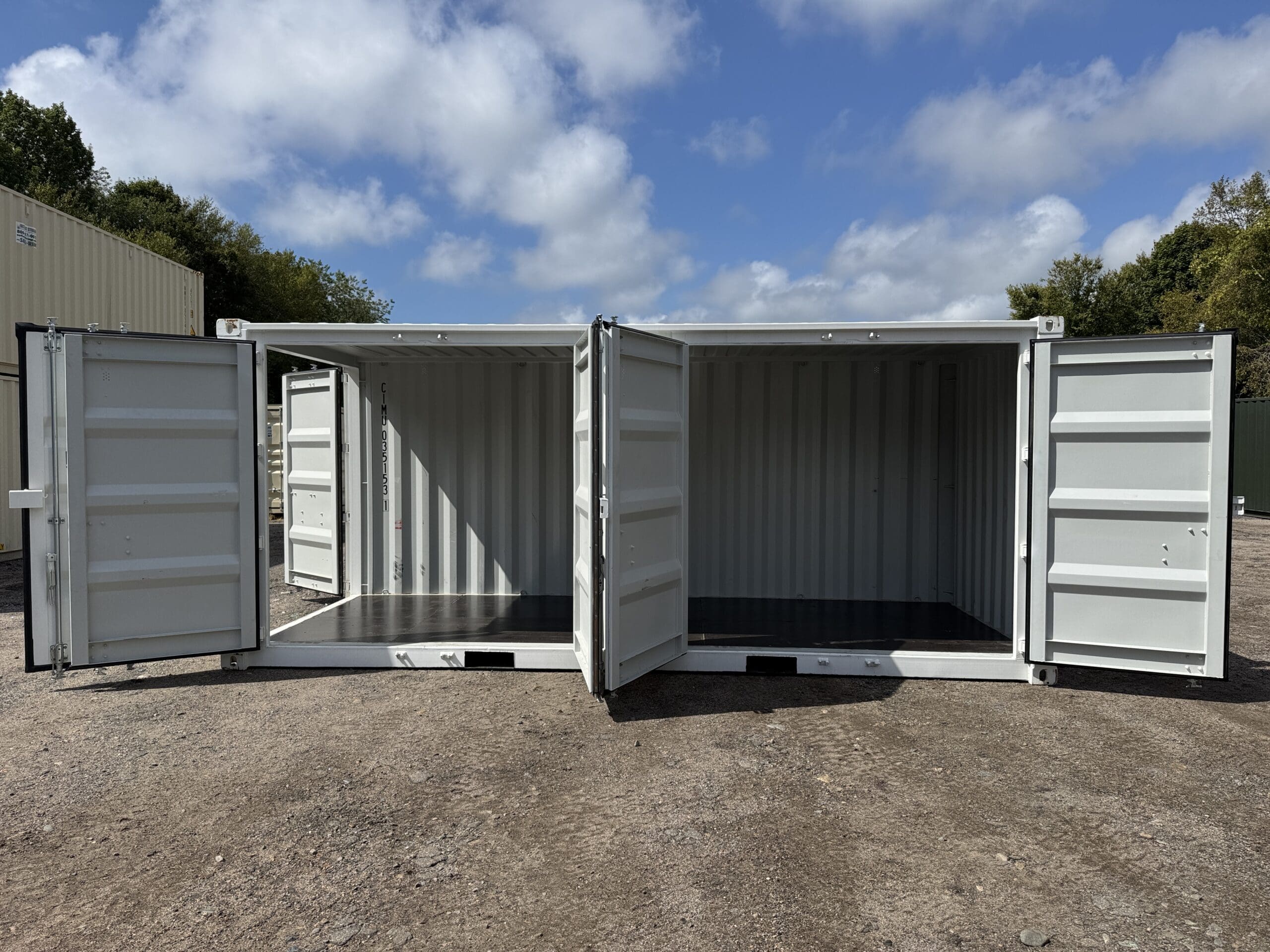 20ft New Shipping Container for Sale — Front Exterior View | Outback Shipping Containers 2 3 24 20ft New Shipping Container – Wind & Watertight – White — 20ft — new (image 1 of 12)