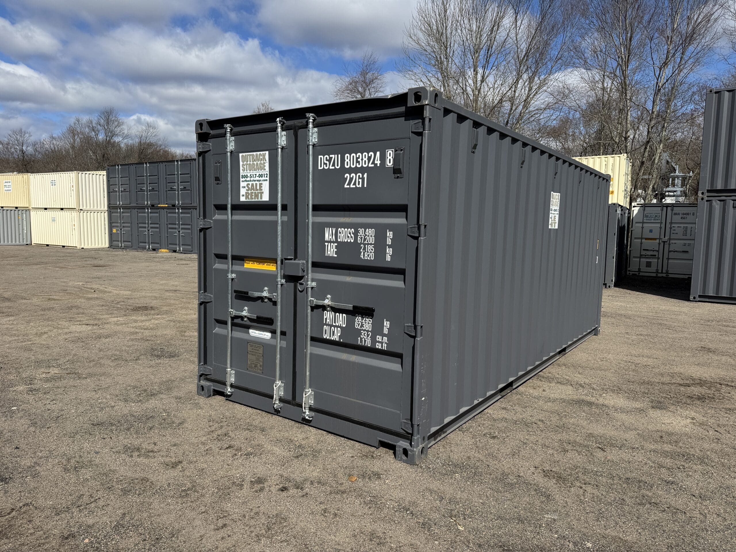 20ft New Shipping Container – Wind & Watertight – Gray — 20ft — new (image 8 of 12)