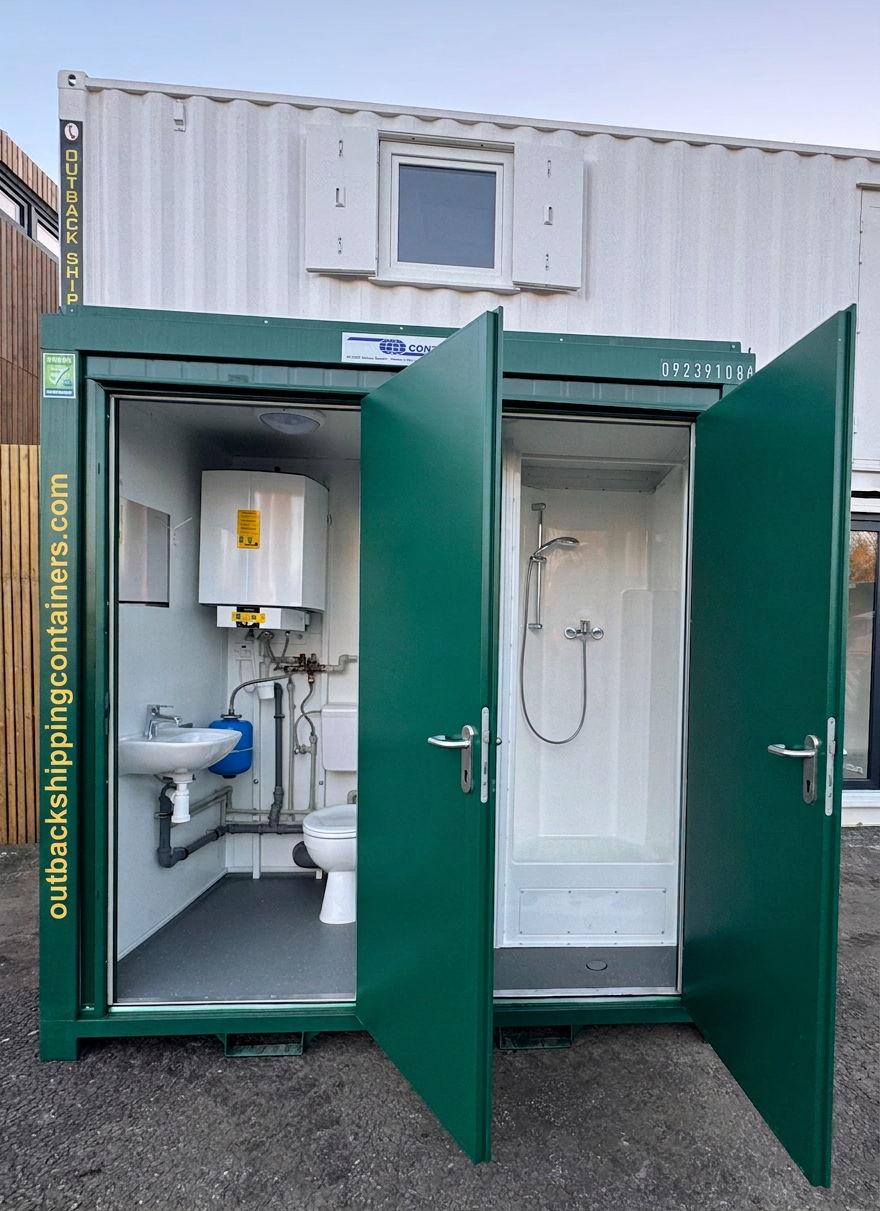 Toilet & Shower Block — 8 x 5 ft Brand New Portable — Green — No 855G — primary exterior image 1 of 9