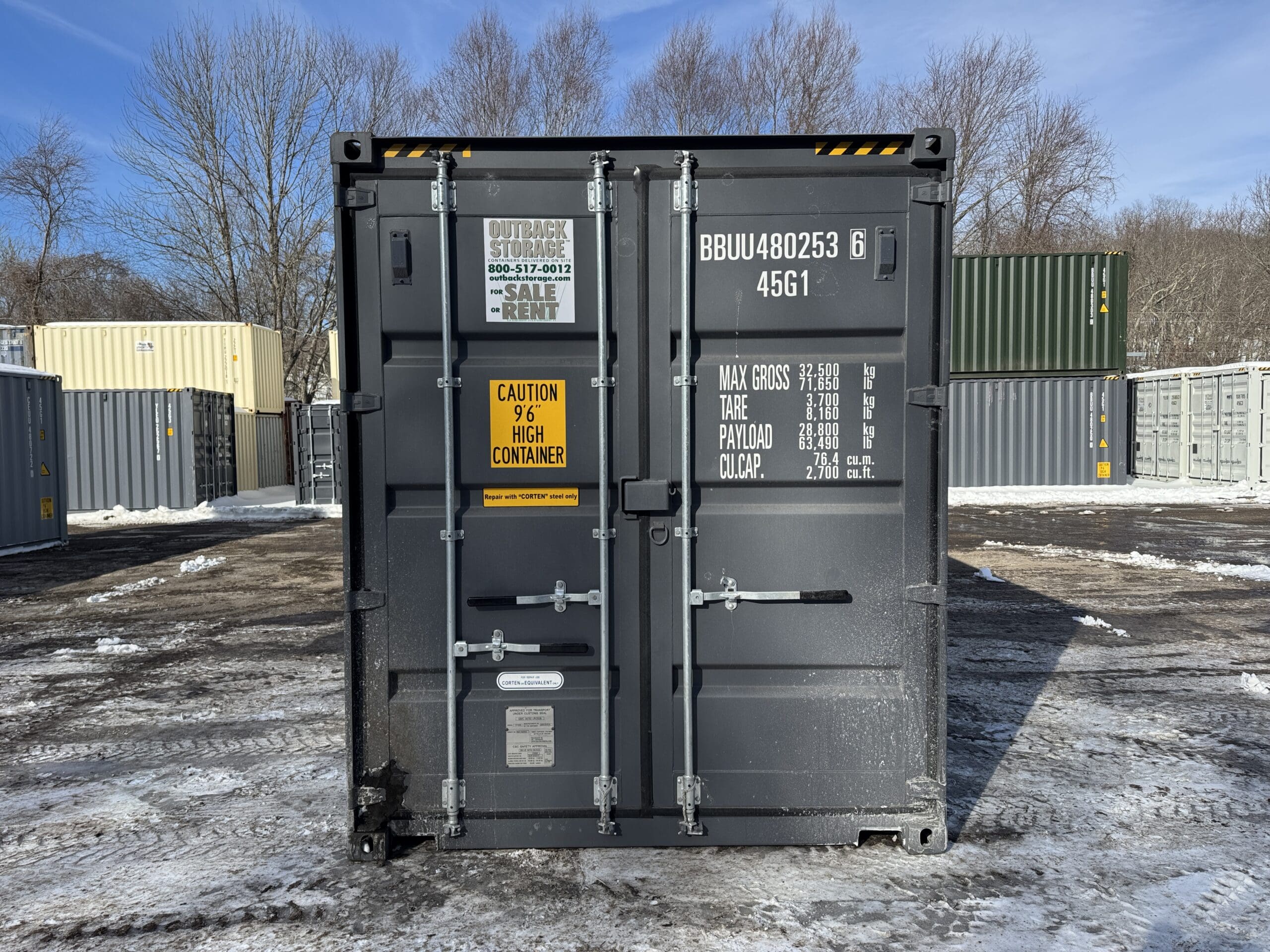 40ft New High Cube Shipping Container – Wind & Watertight – Gray — 40ft — new (image 3 of 12)