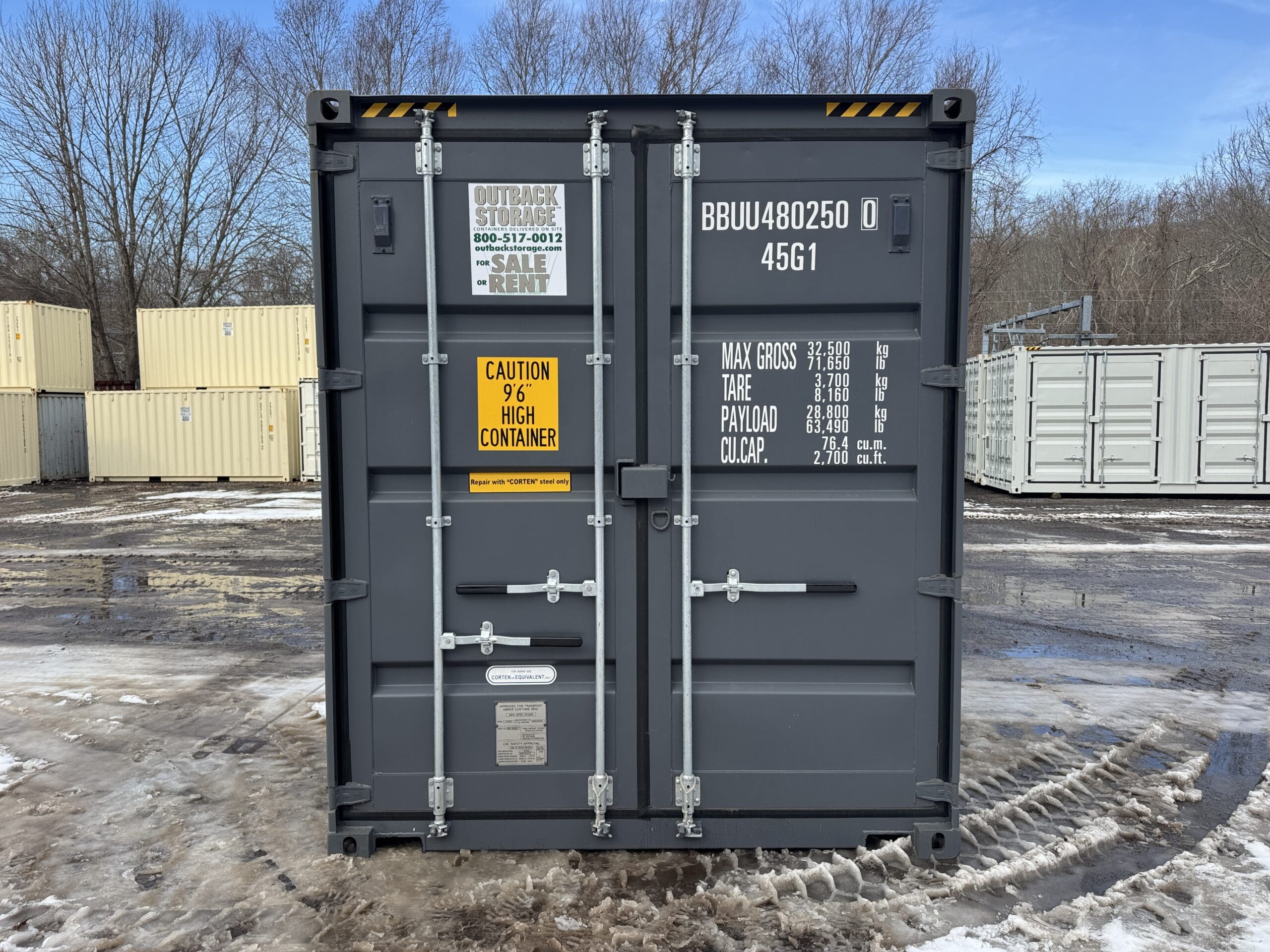 40ft New High Cube Shipping Container – Wind & Watertight – Gray — 40ft — new (image 3 of 12)