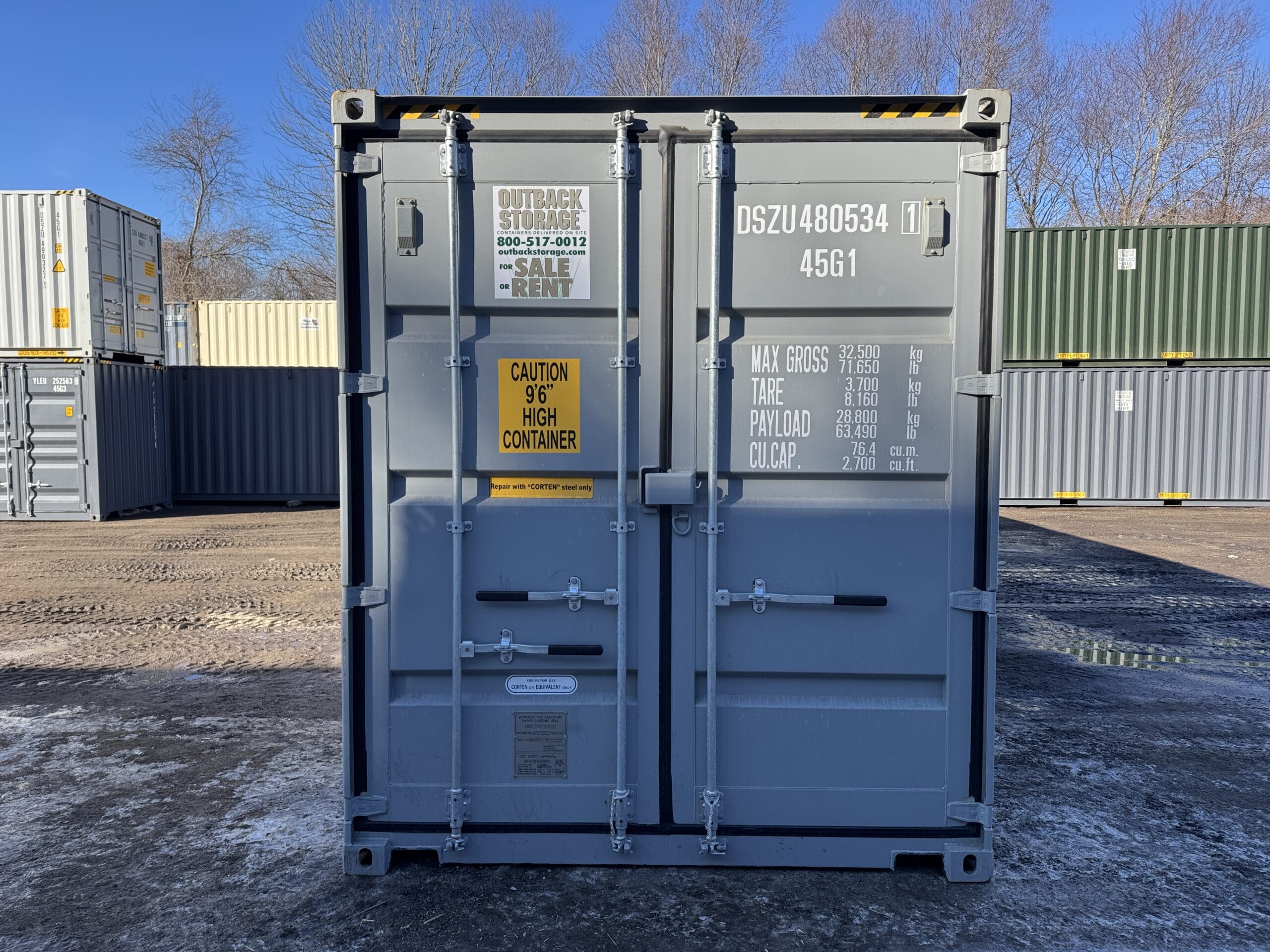 40ft New High Cube Shipping Container – Wind & Watertight – Gray — 40ft — new (image 3 of 12)