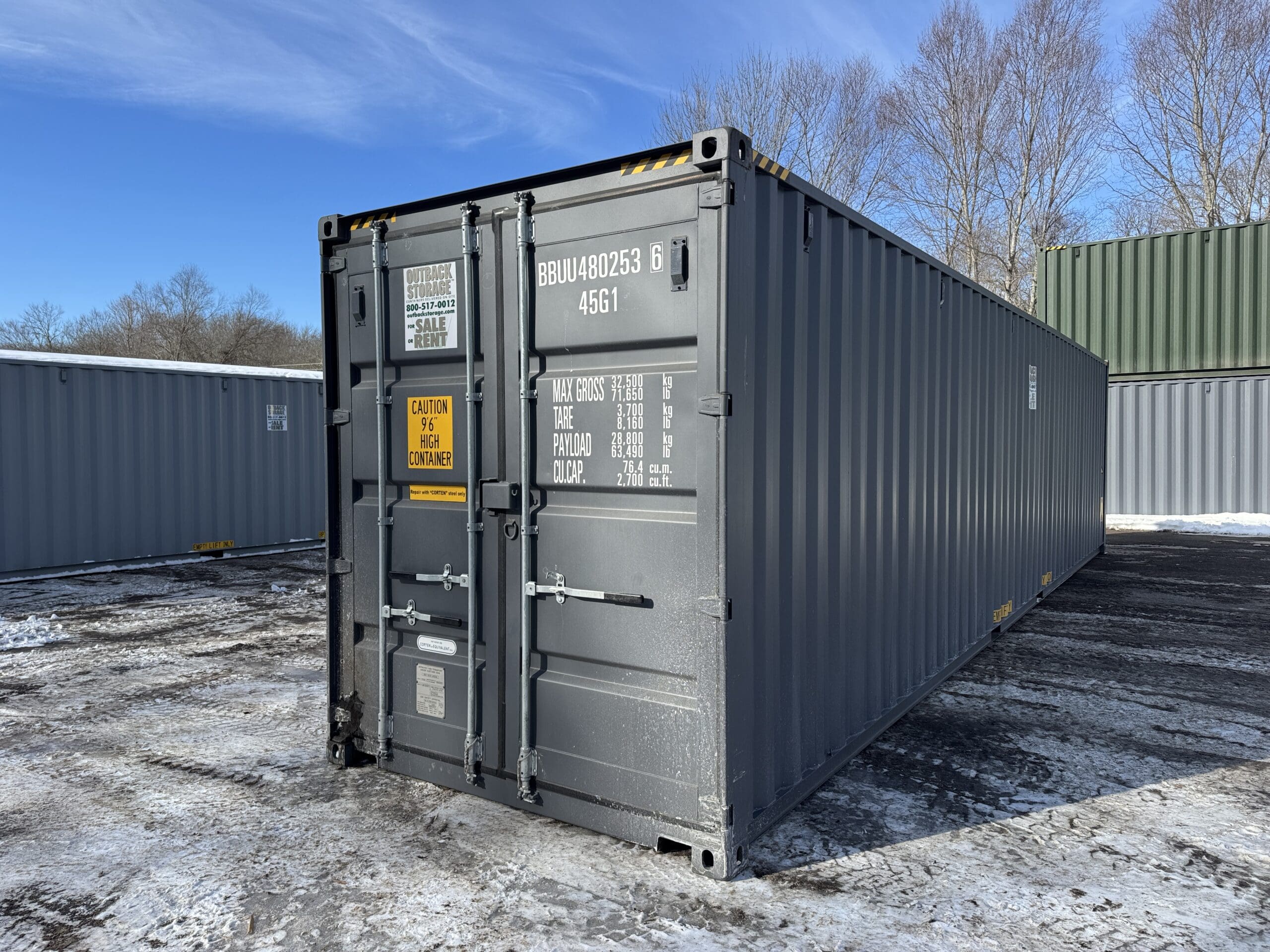 40ft New High Cube Shipping Container – Wind & Watertight – Gray — 40ft — new (image 8 of 12)