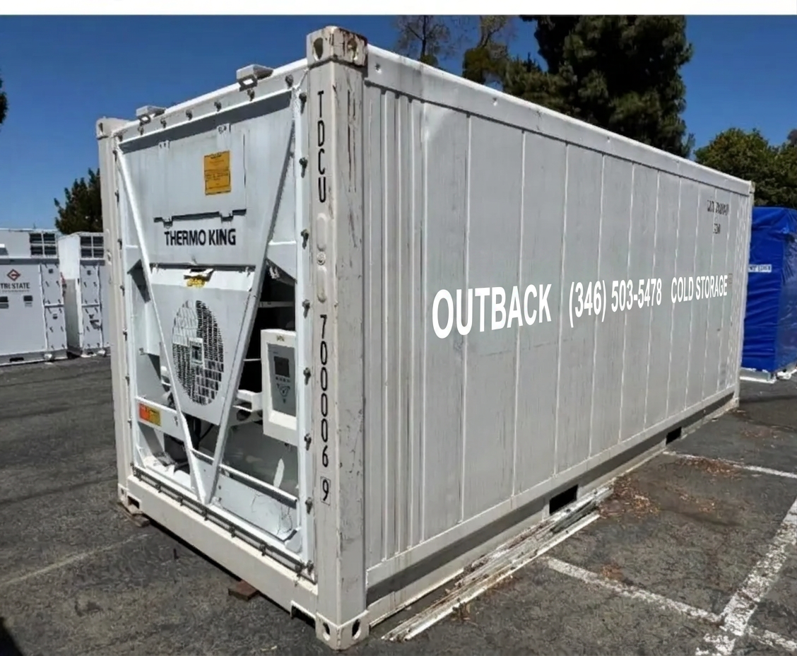 Thermo King Refrigerator Container 20ft — Front Exterior View | Outback Shipping Containers Thermo King Refrigerator Container – 20′ 2021 Reefer — 20ft refrigerated container (image 1 of 1)