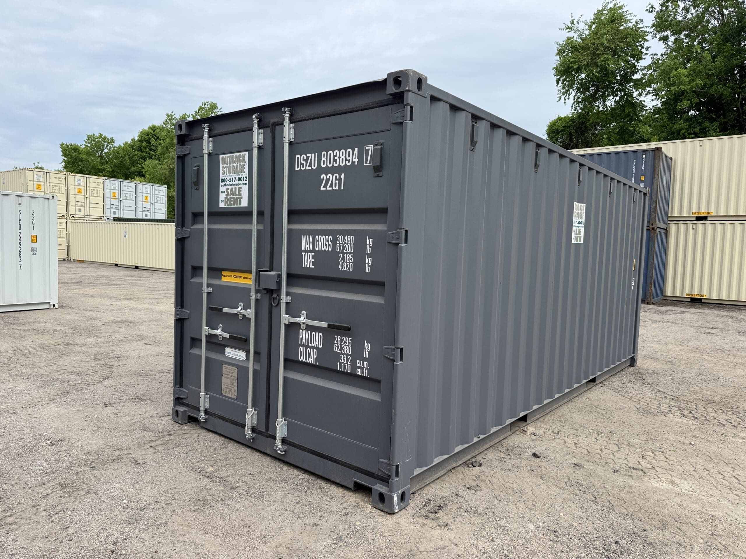 20ft New Shipping Container – Wind & Watertight – Gray — 20ft — new (image 8 of 12)