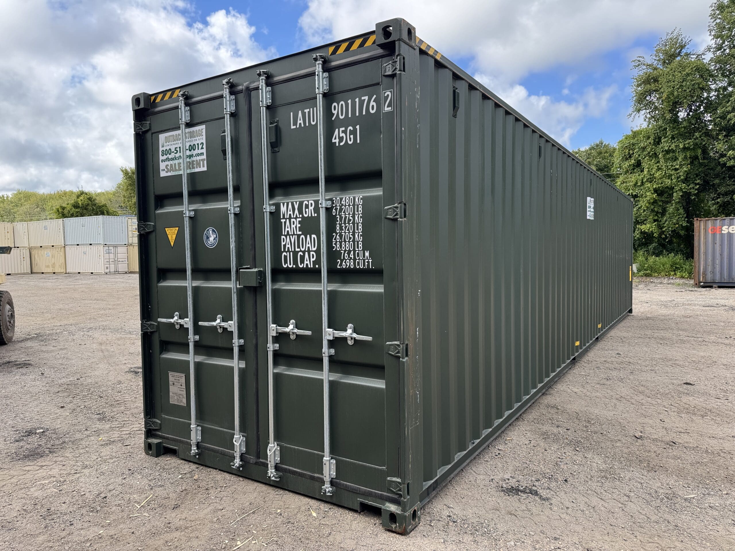 40ft New High Cube Shipping Container – Wind & Watertight – Green — 40ft — new (image 9 of 12)