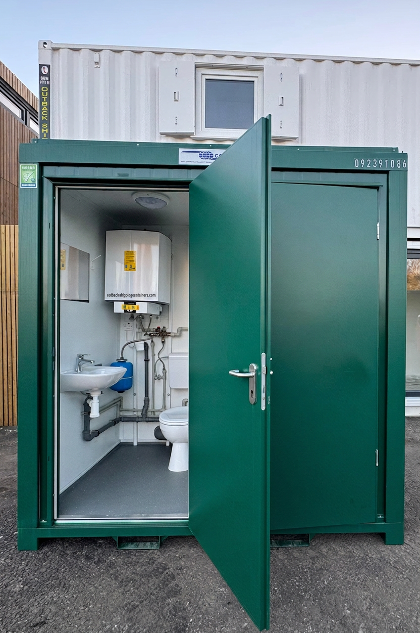Toilet & Shower Block — 8 x 5 ft Brand New Portable — Green — No 855G — product gallery image 6 of 9