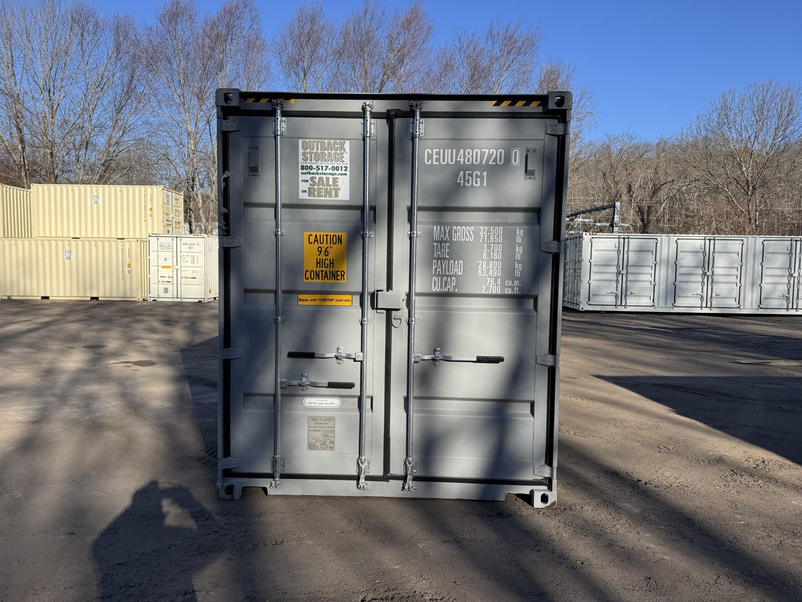 40ft New High Cube Shipping Container – Wind & Watertight – Gray — 40ft — new (image 3 of 12)