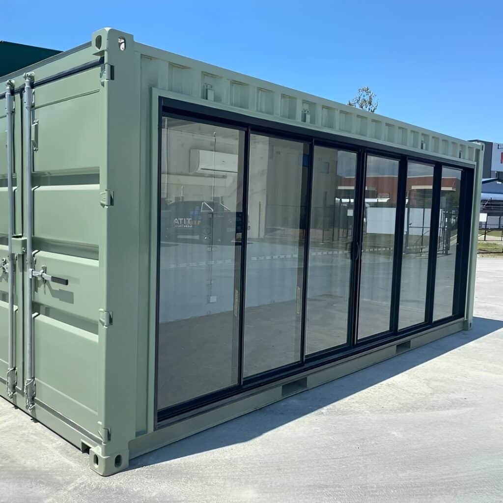 Modified 20FT container office with Glass door & AC for Sale — Front Exterior View Modified 20FT container office with Glass door & AC — 20ft — new (image 1 of 4)