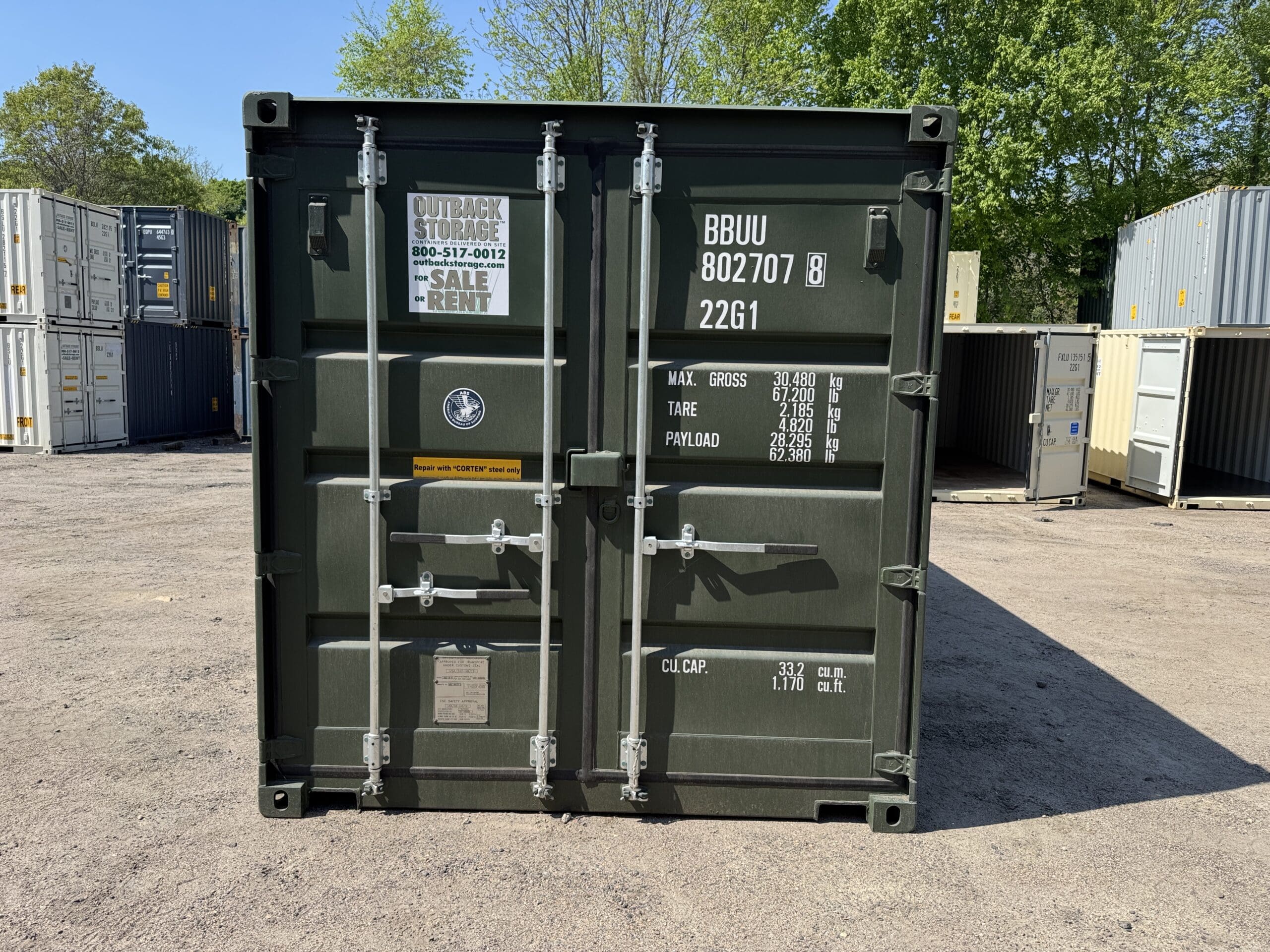20ft New Shipping Container – Wind & Watertight – Green — 20ft — new (image 3 of 12)
