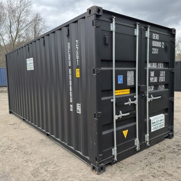 20ft New Shipping Container – Wind & Watertight – Black – Unit DERU800860-2
