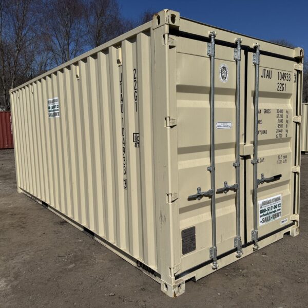 20ft New Shipping Container – Wind & Watertight – Beige – Unit JTAU104933-3
