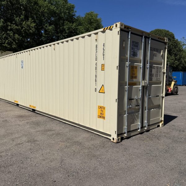 40ft New High Cube Shipping Container – Wind & Watertight – Beige – Unit BSLU481961-0