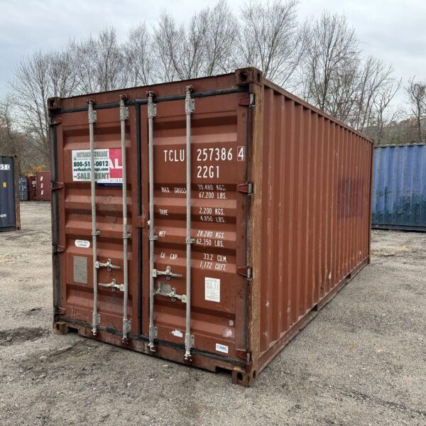 20ft Used Shipping Container – Wind & Watertight – Red – Unit TCLU257386-4