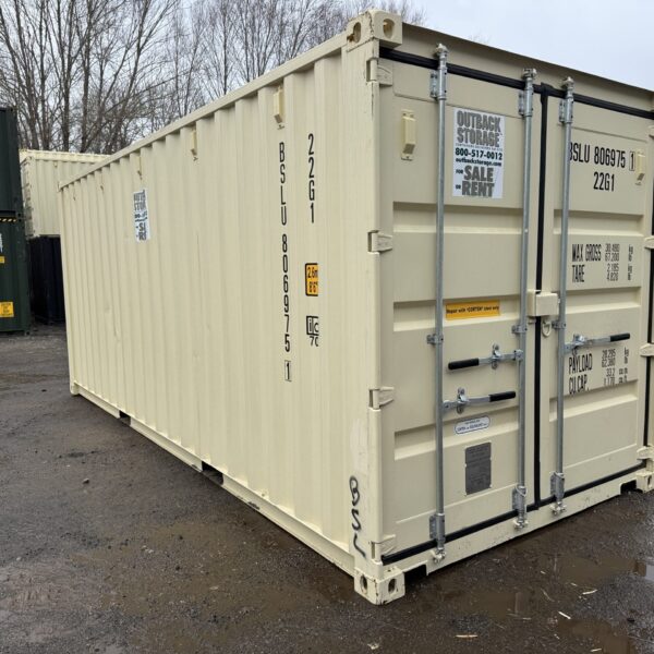 20ft New Shipping Container – Wind & Watertight – Beige – Unit BSLU806975-1